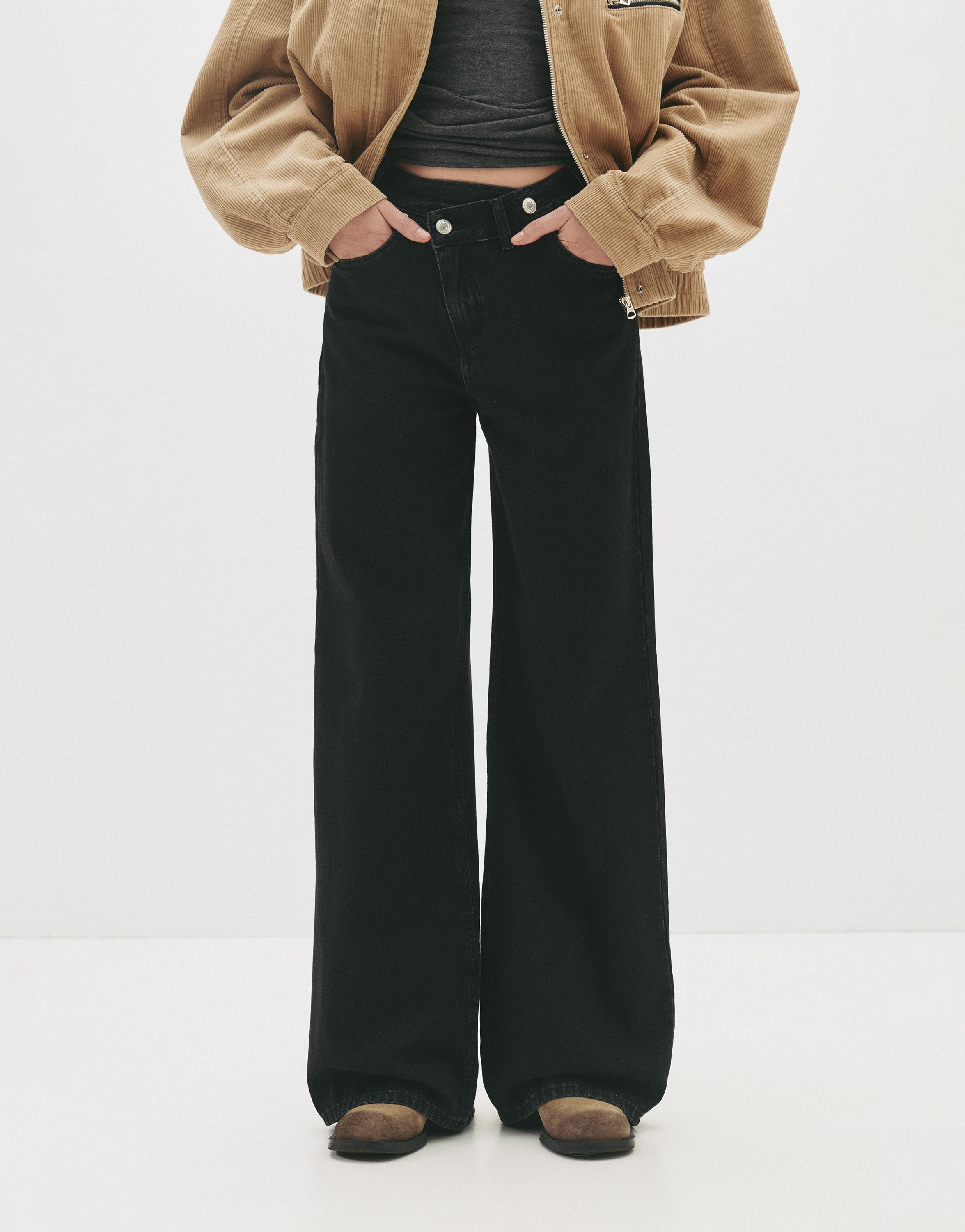 Çapraz kemerli geniş paça jean - Görsel 26