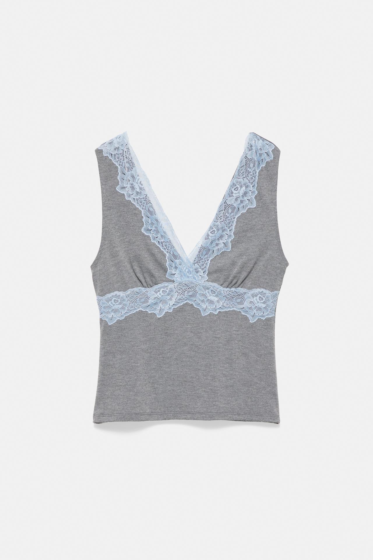 Lace camisole top — Grey marl