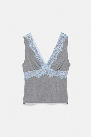 Lace camisole top — Grey marl 3