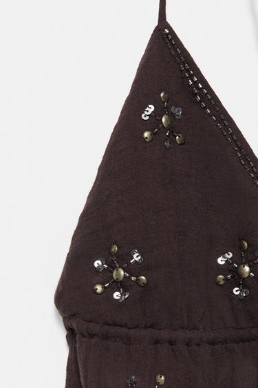 Beaded halter top — Brown 7