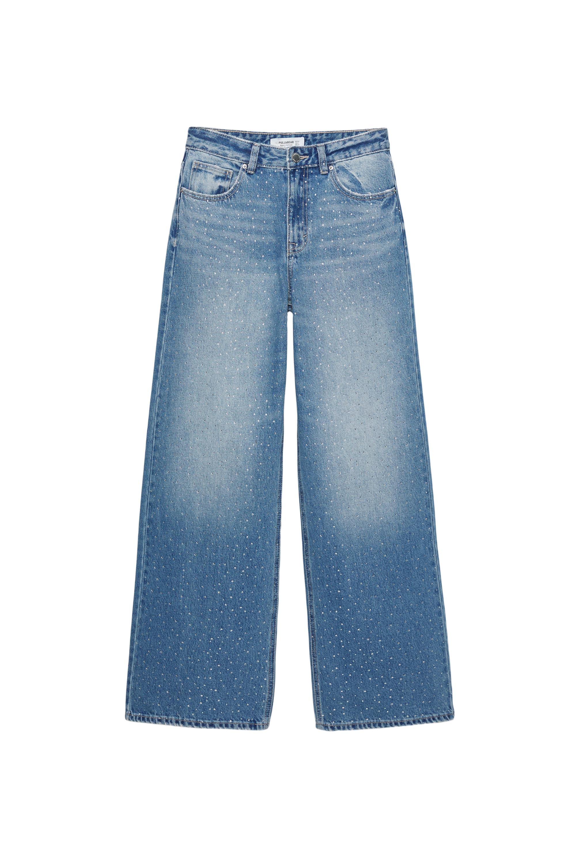 Işıltılı baggy straight fit jean - Görsel 3