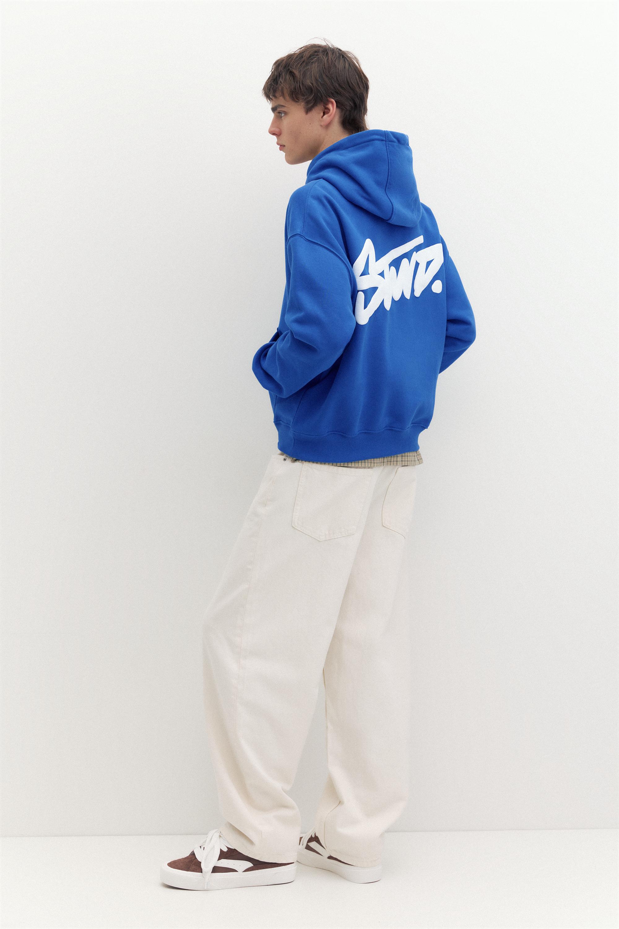 STWD logo boxy hoodie — Deep blue