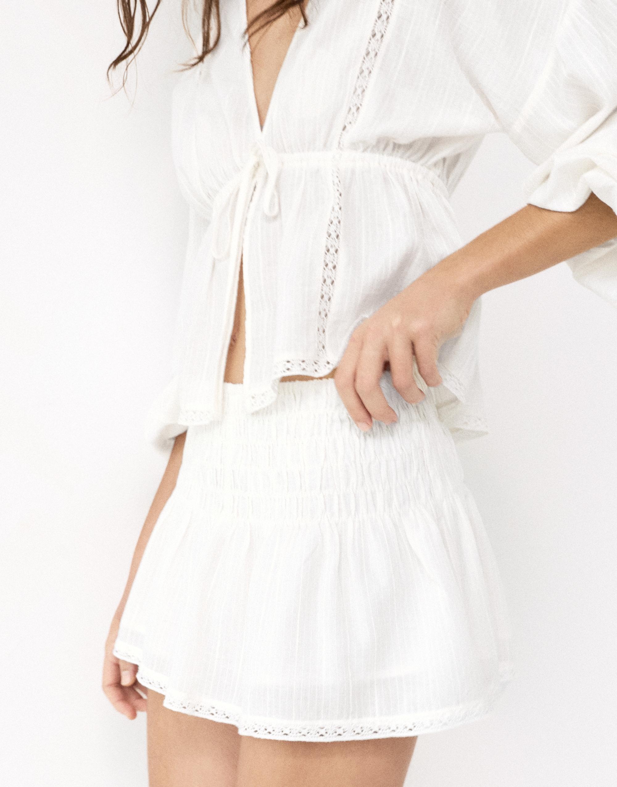 Ruffled skort — White