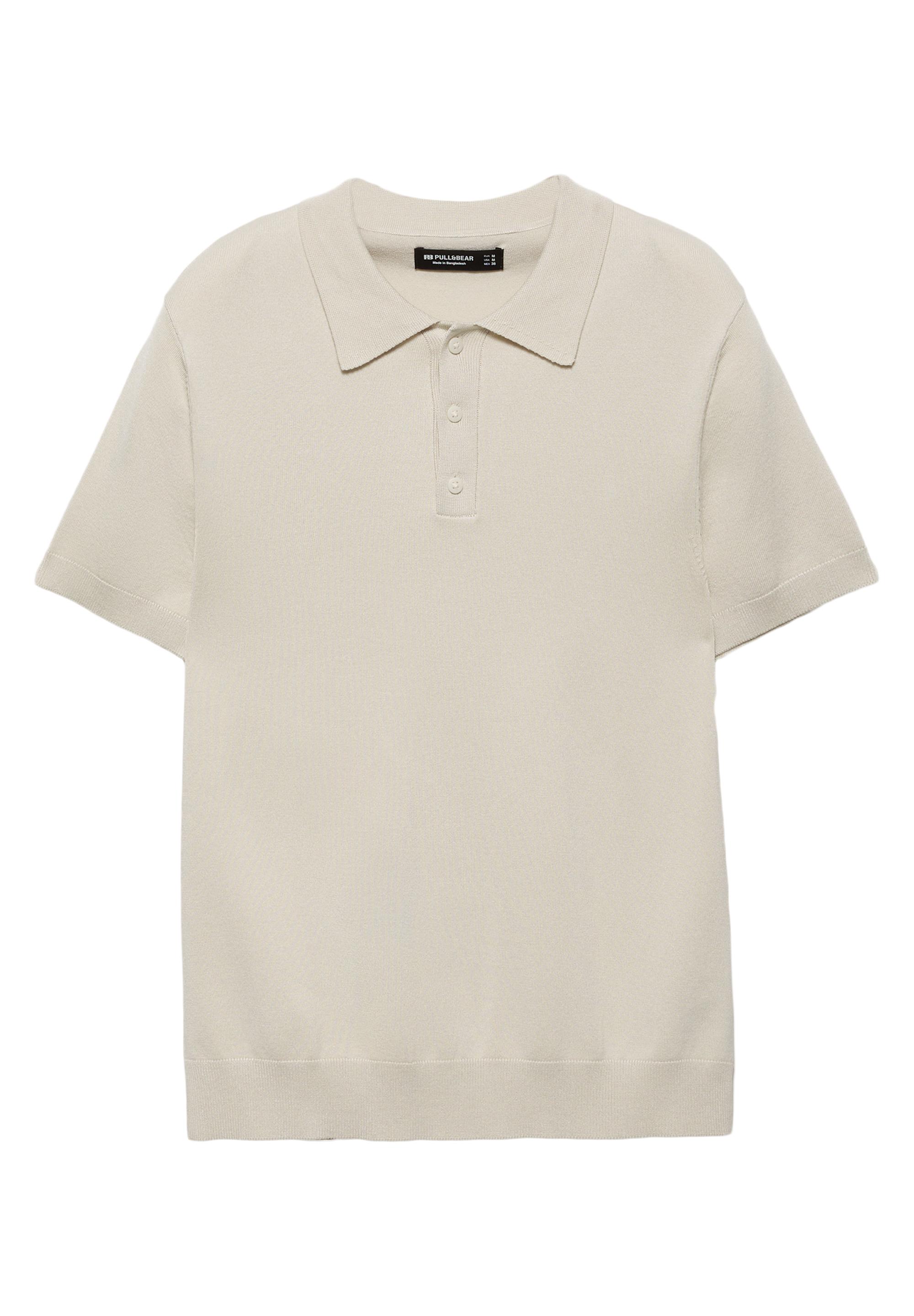 Short sleeve knit polo shirt — Sand