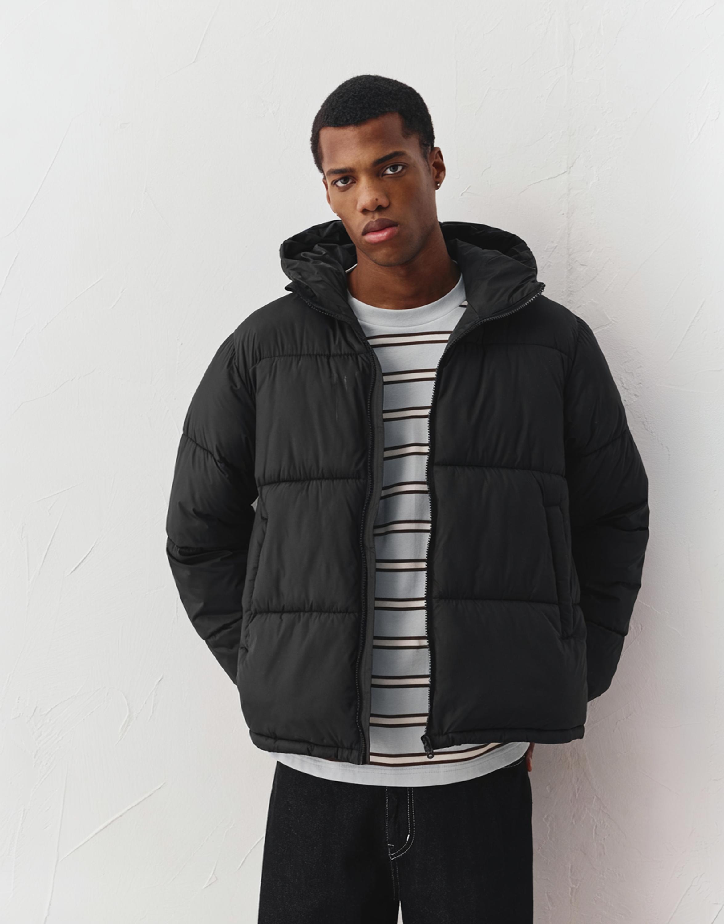 Padded jacket with hood — Black