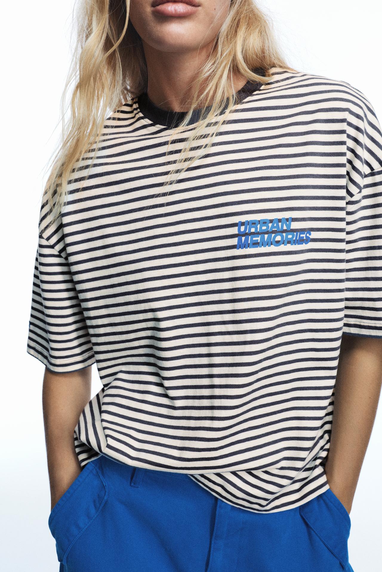 Striped text T-shirt — Anthracite grey