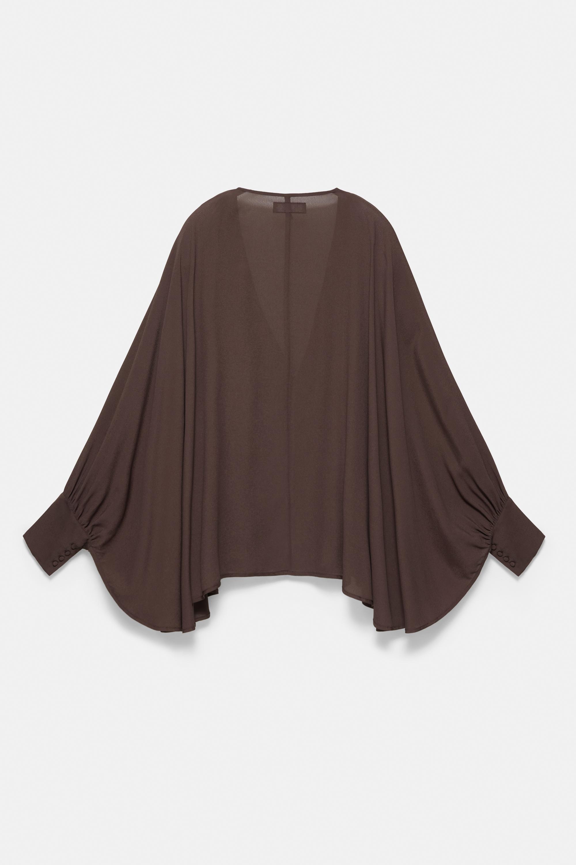 Flowing cape blouse — Chocolate