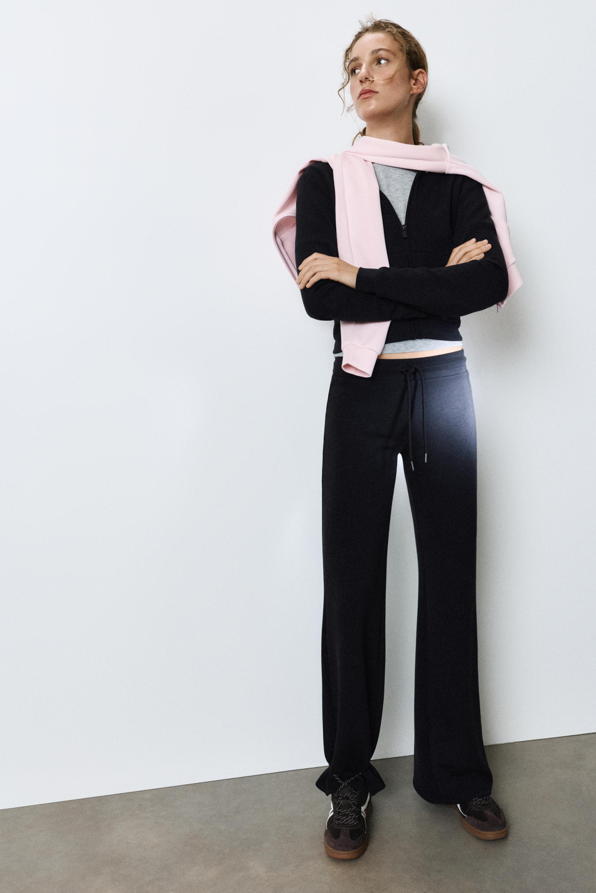 Modal flared trousers — Black