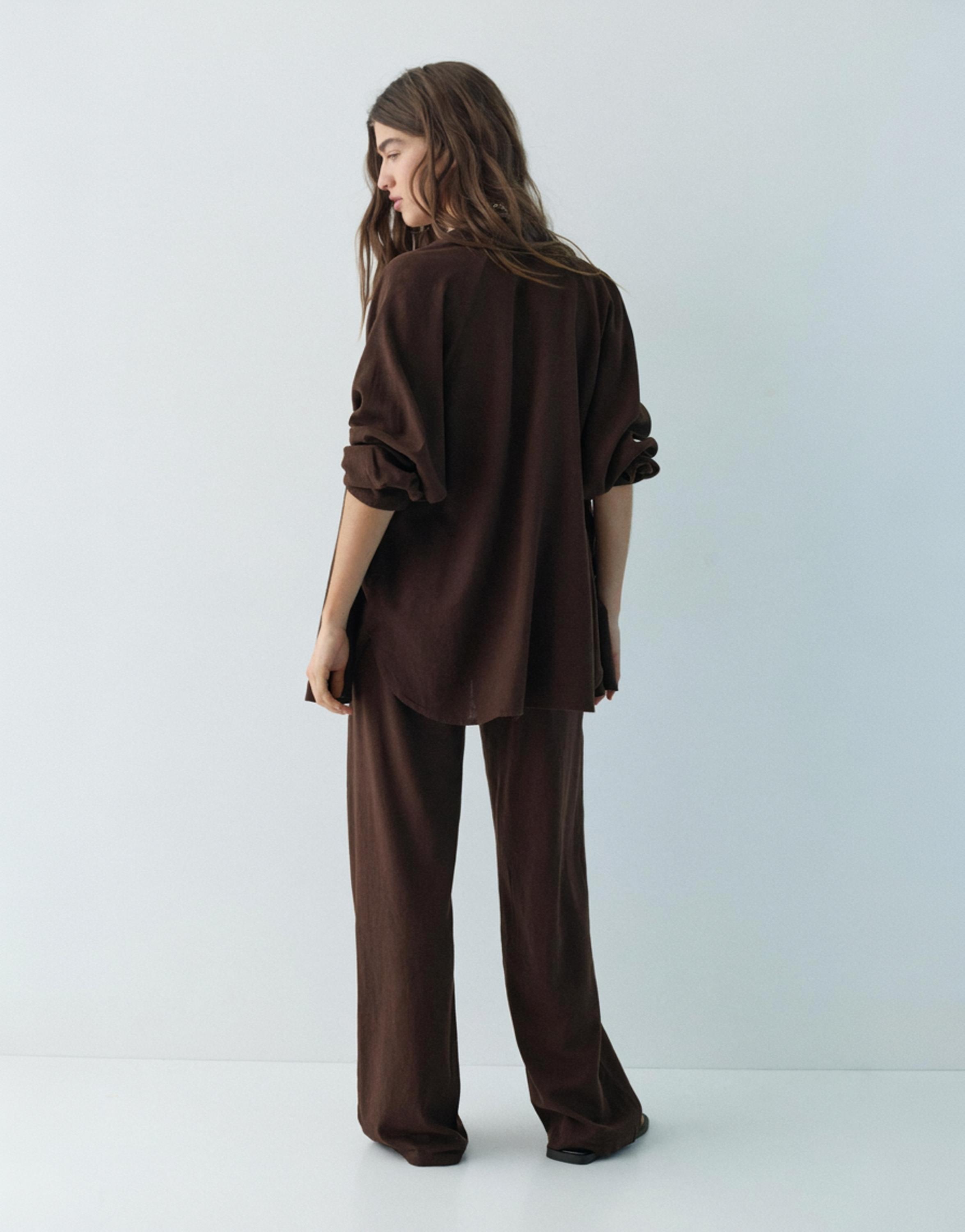 Ketenli rustik gömlek - Görsel 43