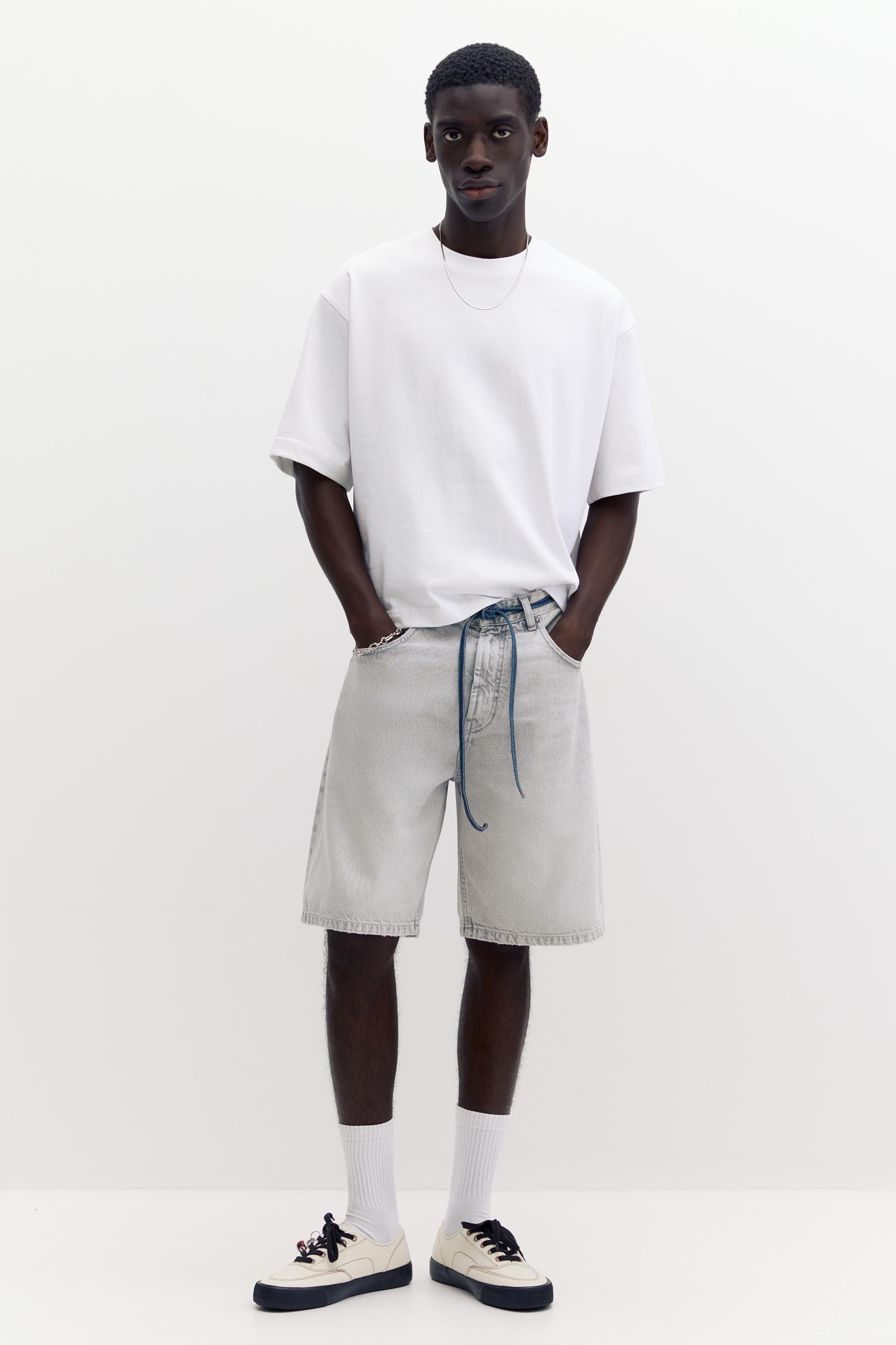 Cropped short sleeve T-shirt — Off white