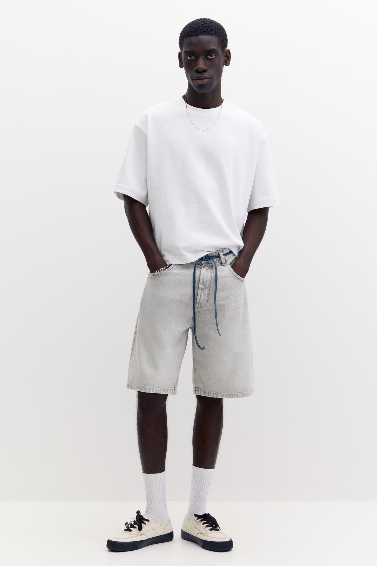 Cropped short sleeve T-shirt — Off white