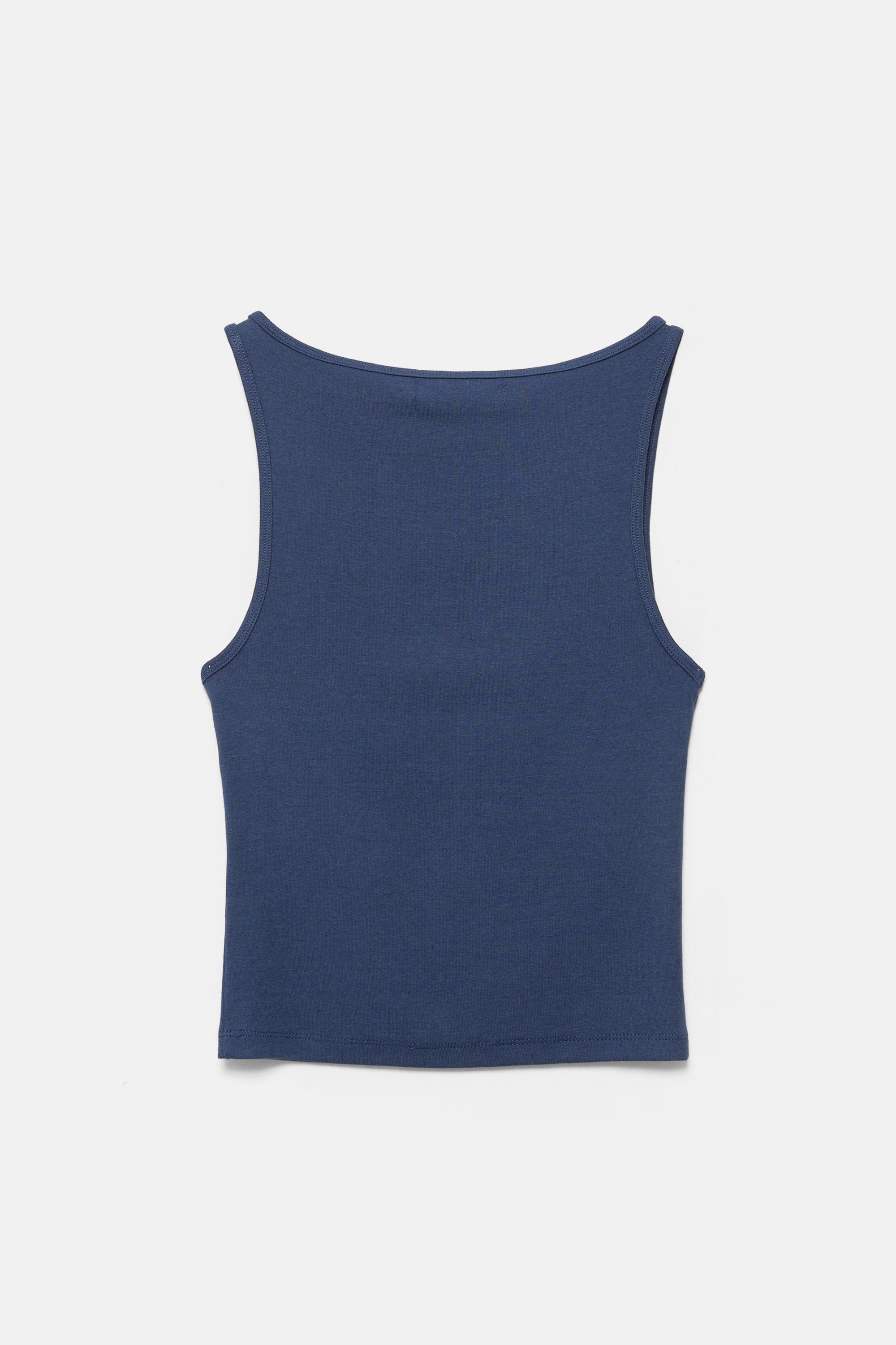 Boat neck tank top — Navy