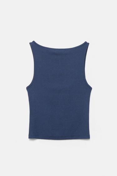Boat neck tank top — Navy 6