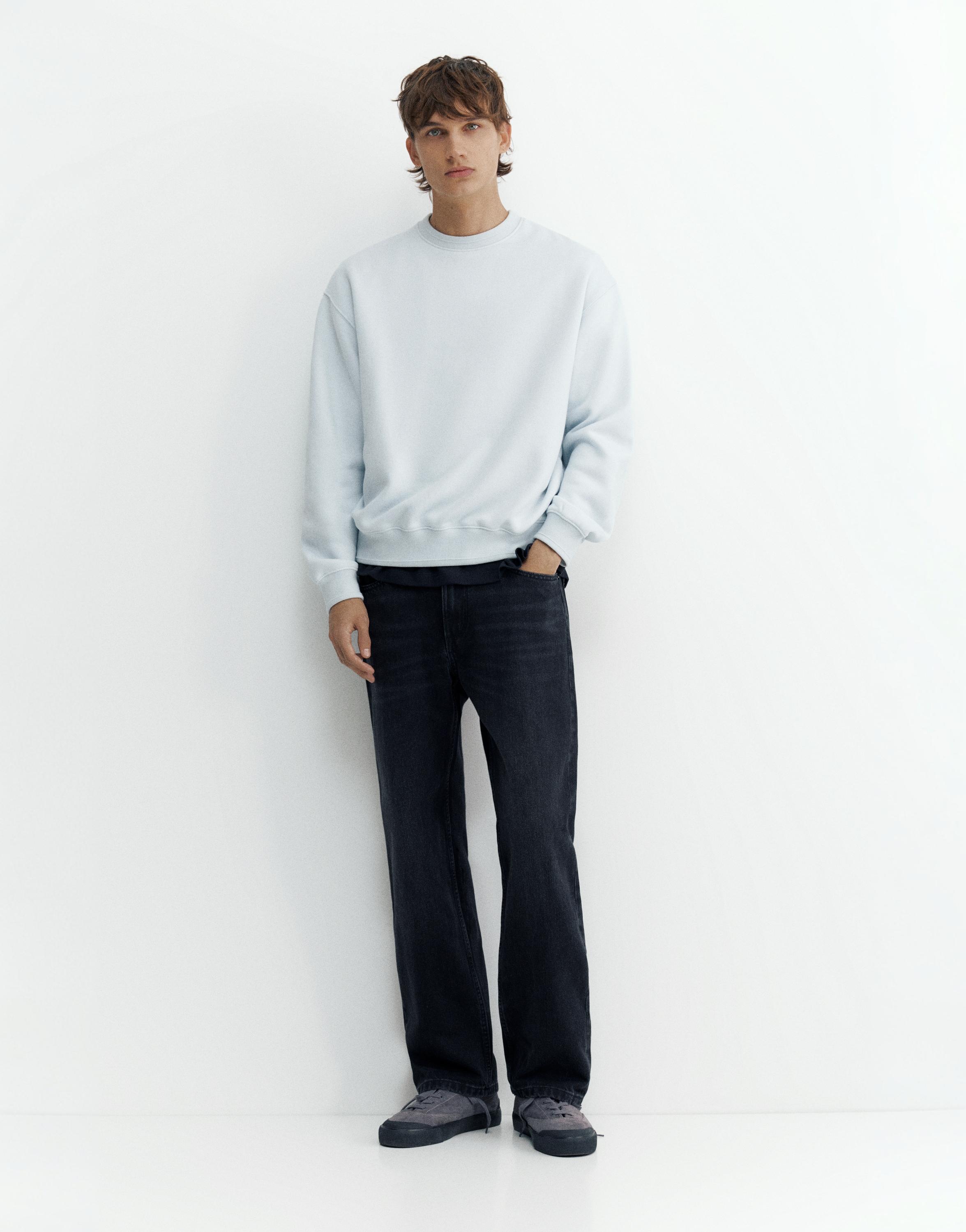 Relaxed fit round neck sweatshirt — Sky blue