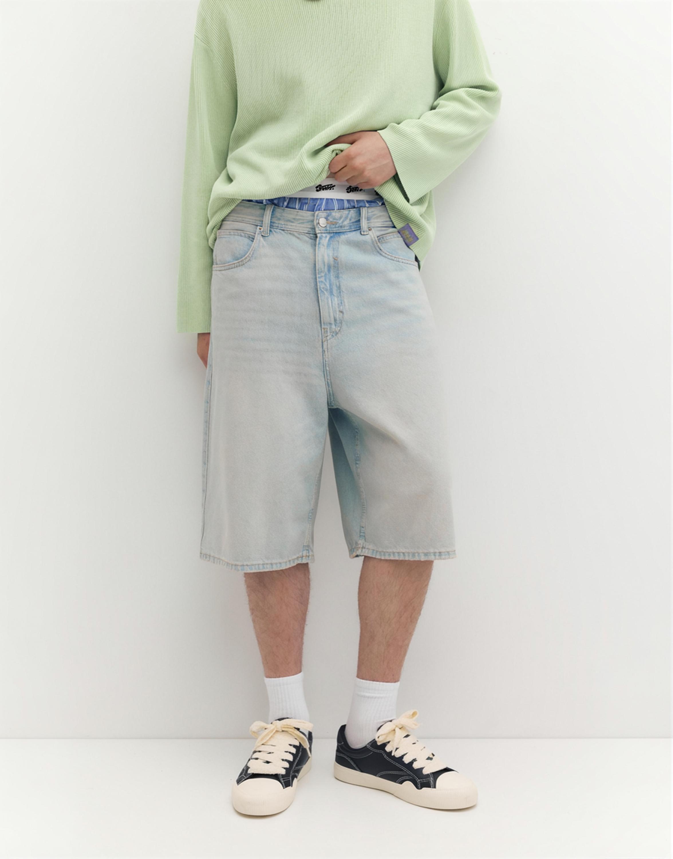 STWD skater denim Bermuda shorts — Pale indigo