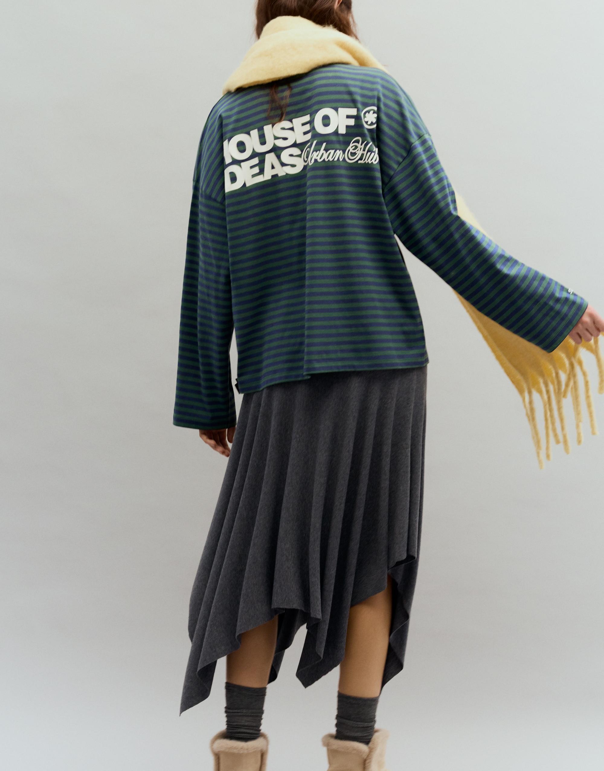 Yazılı çizgili uzun kollu t-shirt - Görsel 21