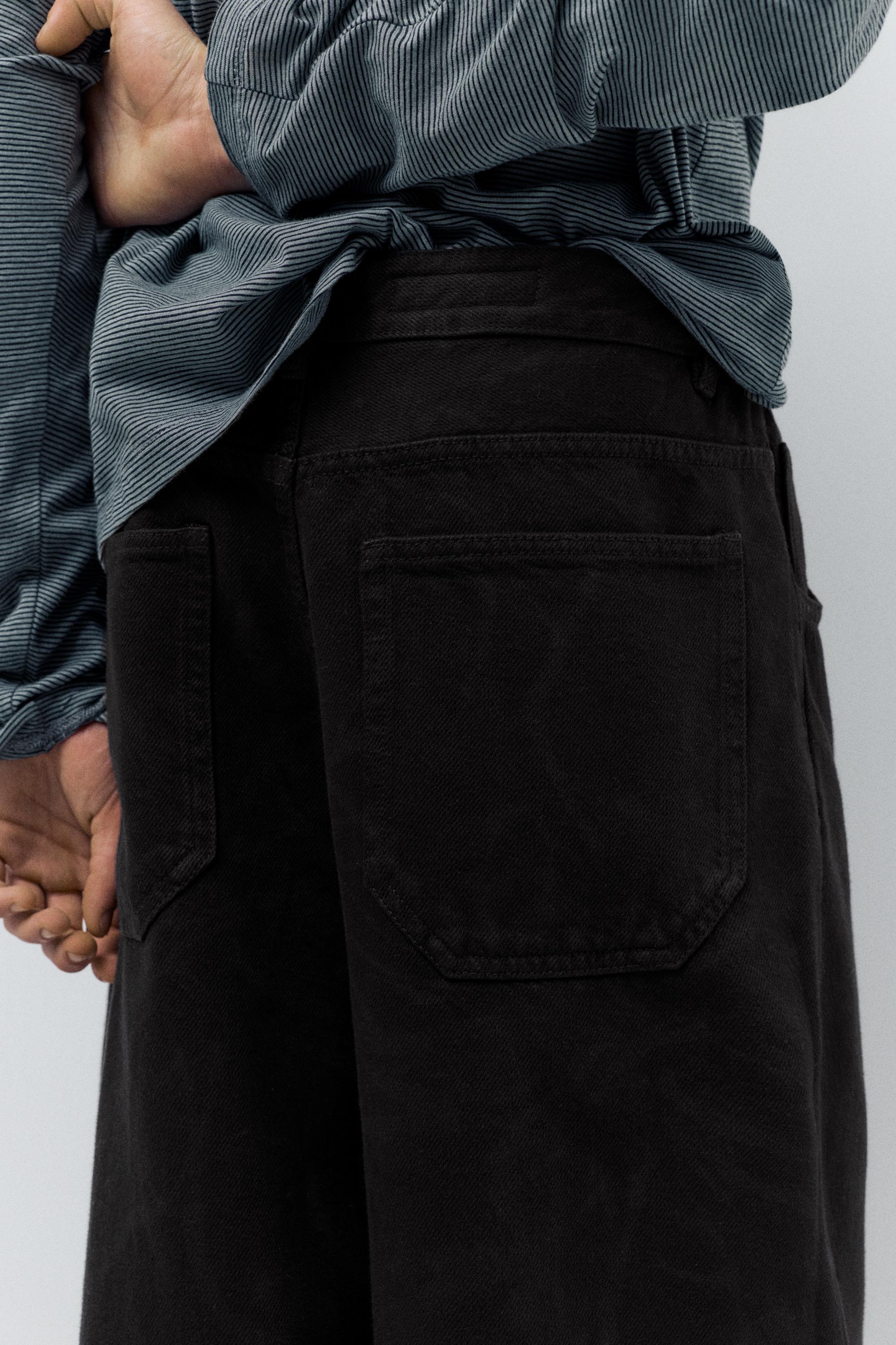 Laser print baggy jeans — Black