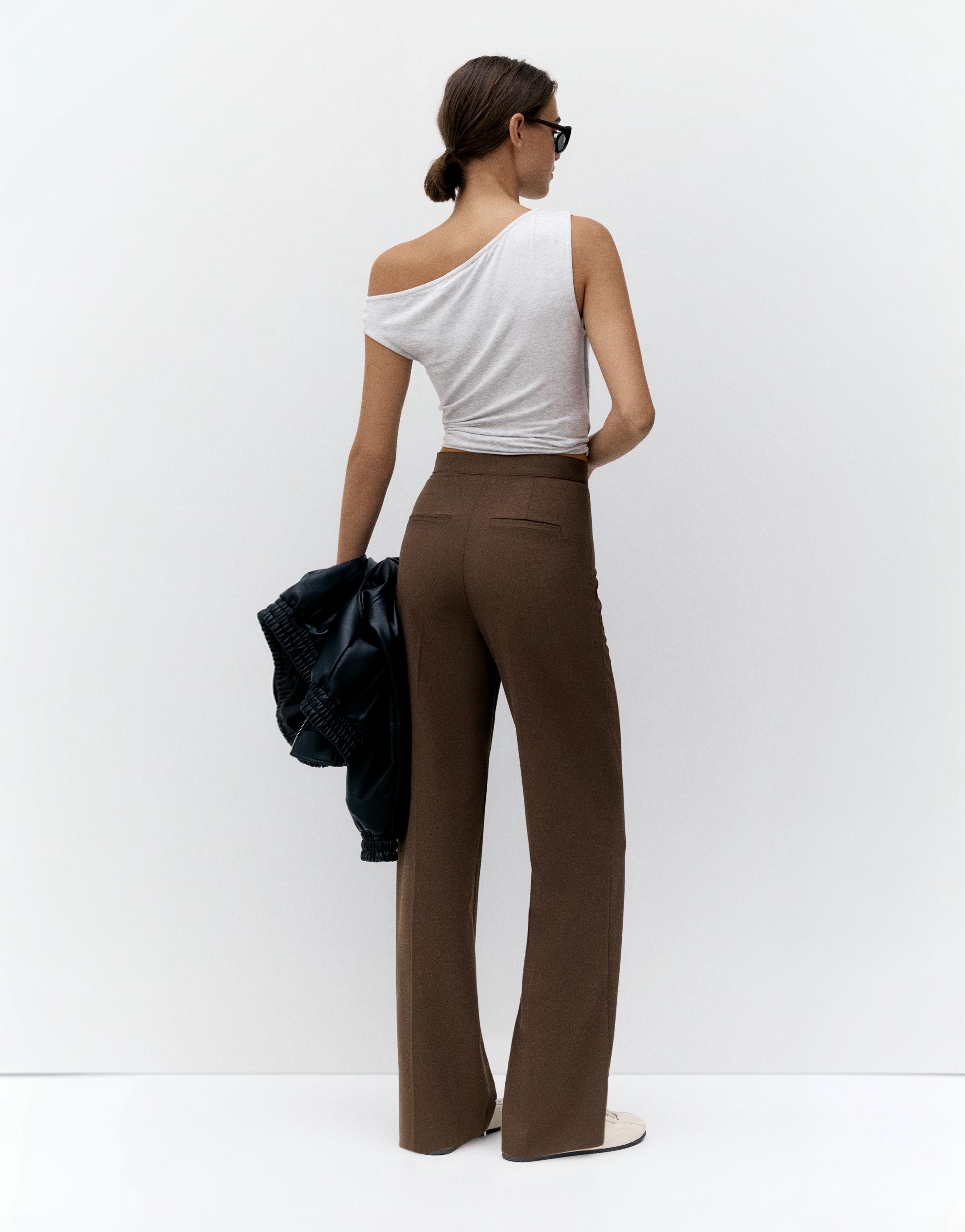 Straight-leg darted trousers — Brown