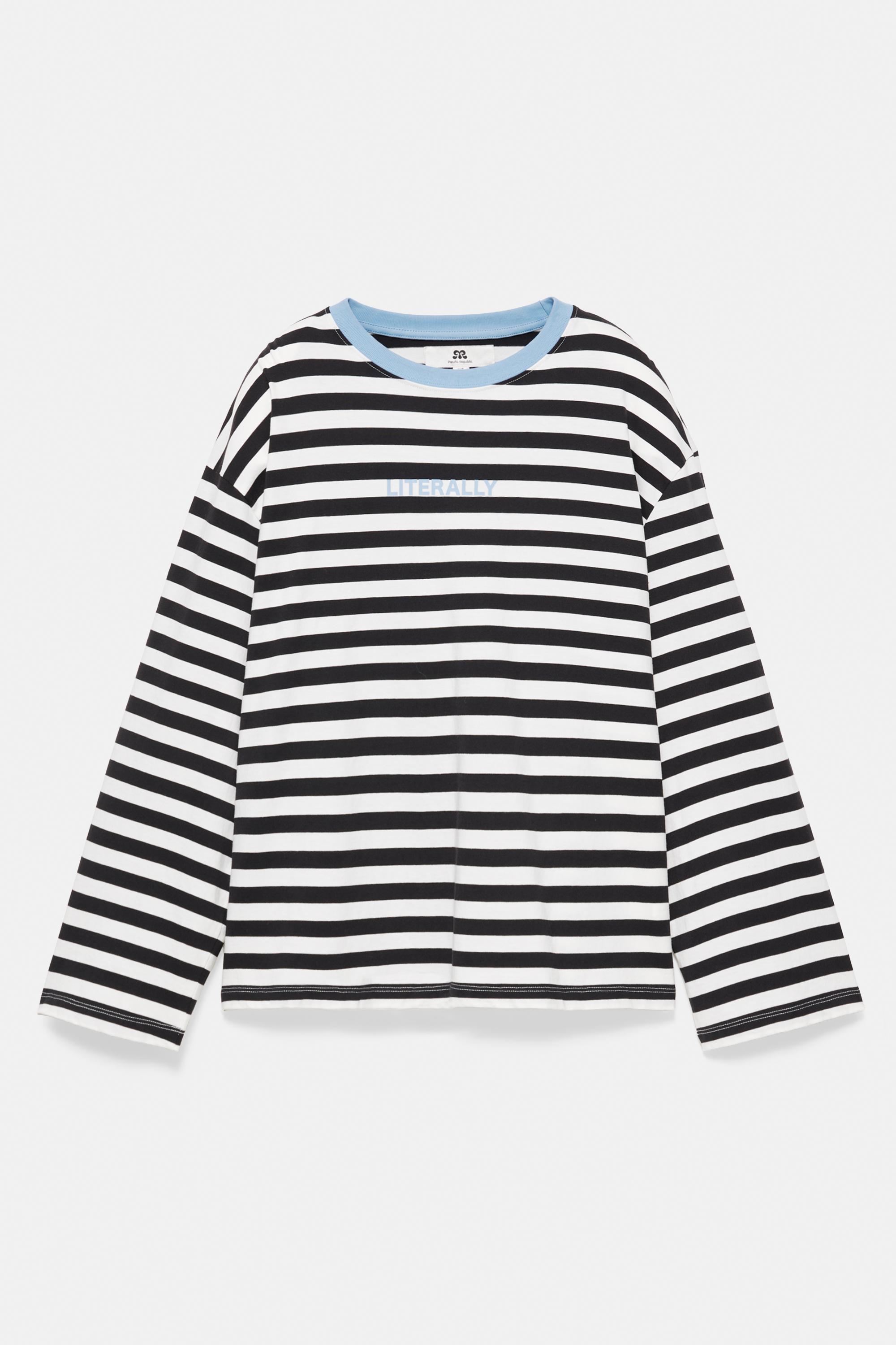 Oversize striped T-shirt — Black