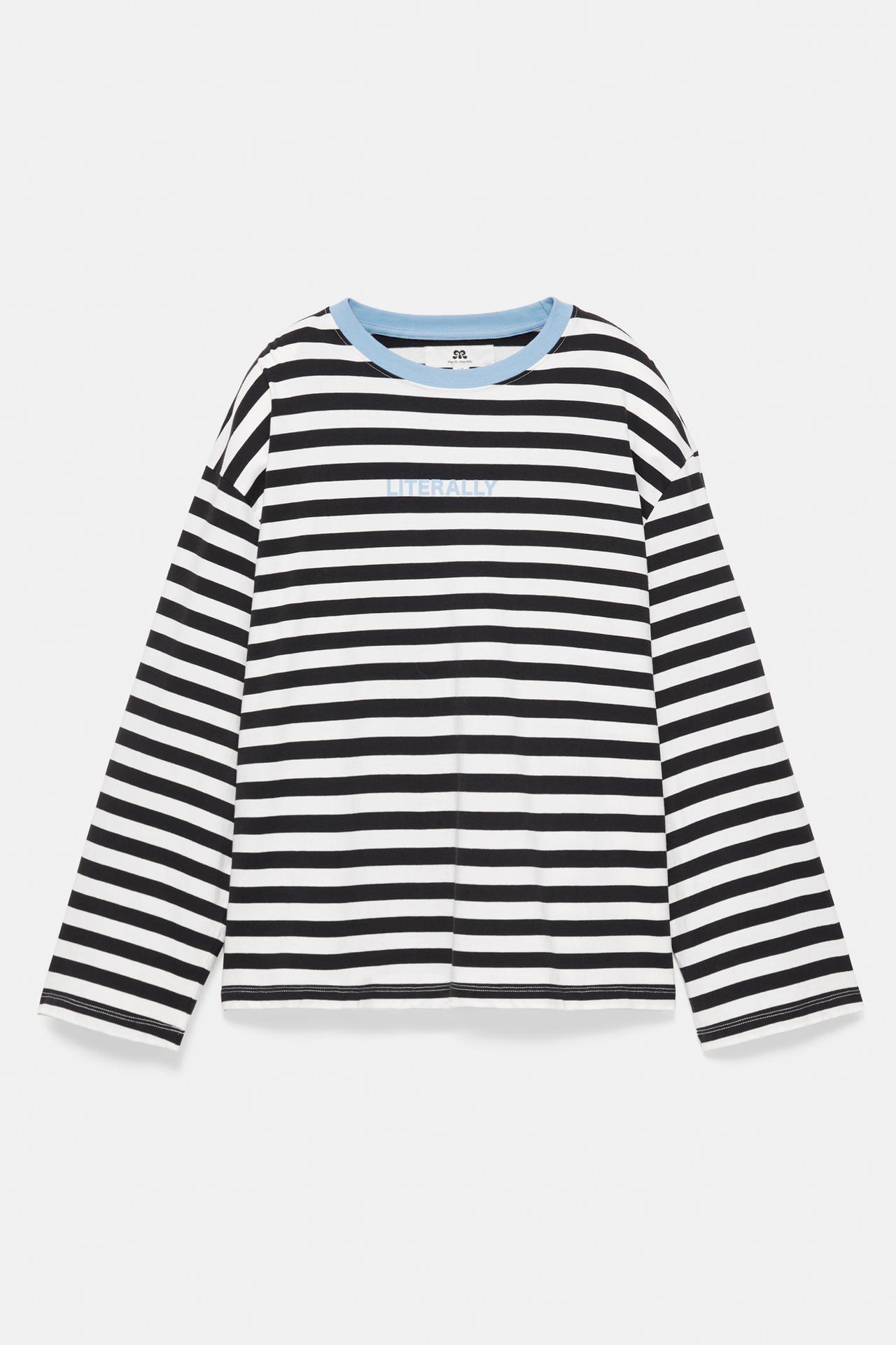Long sleeve striped T-shirt — Black