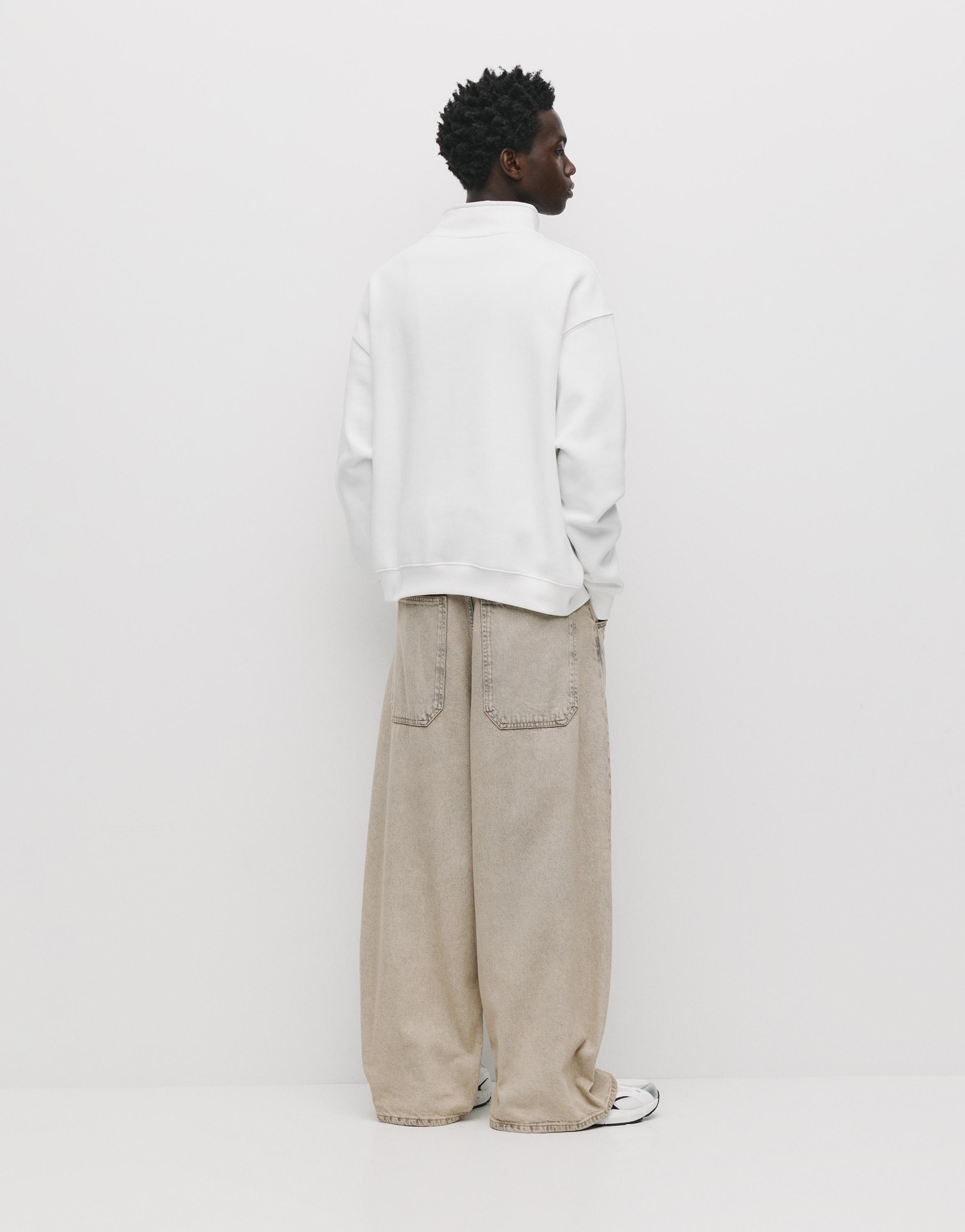 Basic quarter-zip sweatshirt — Off white