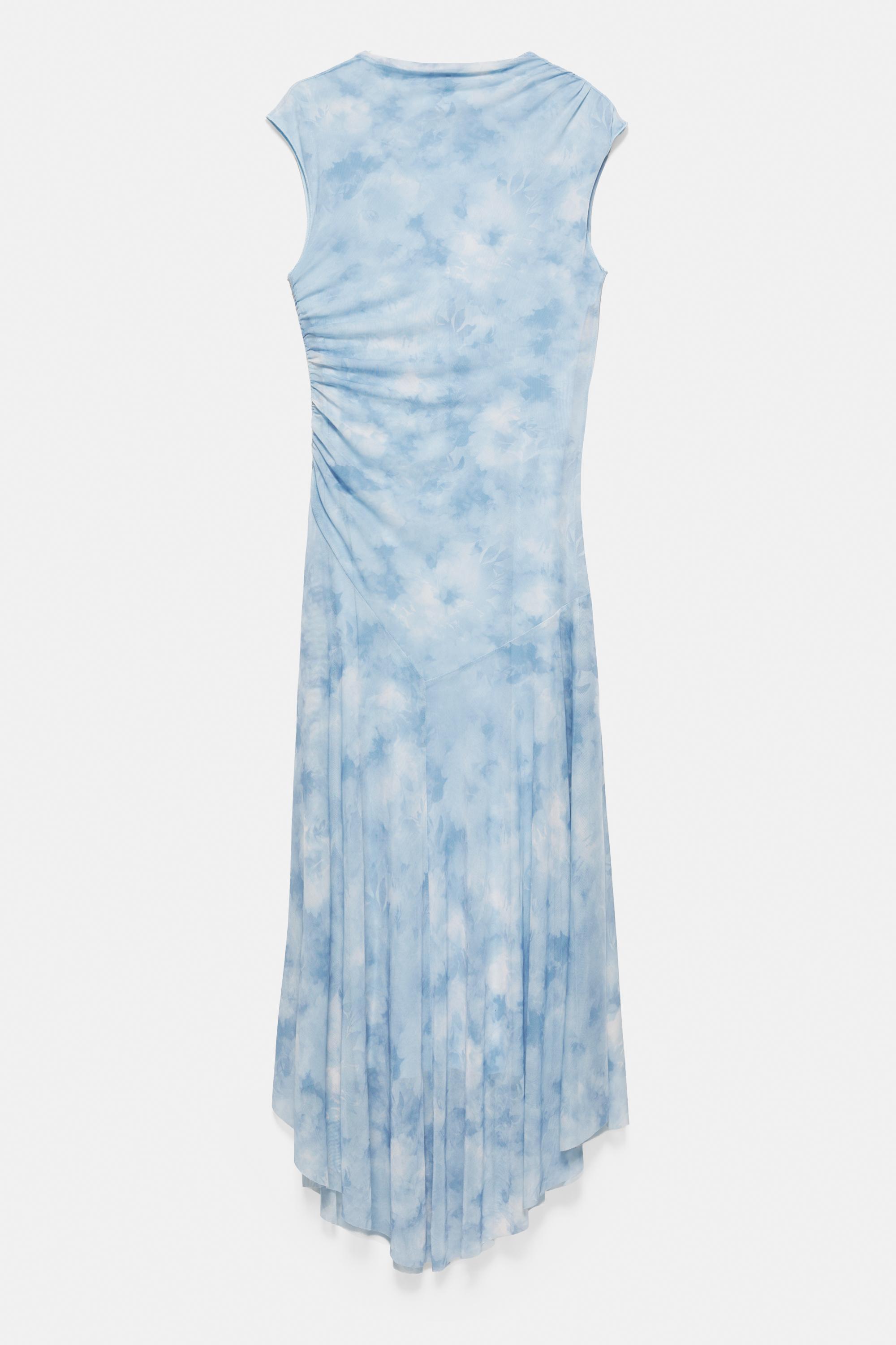 Asymmetric tulle midi dress — Pale blue