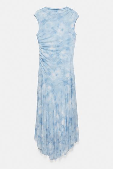 Asymmetric tulle midi dress — Pale blue 6