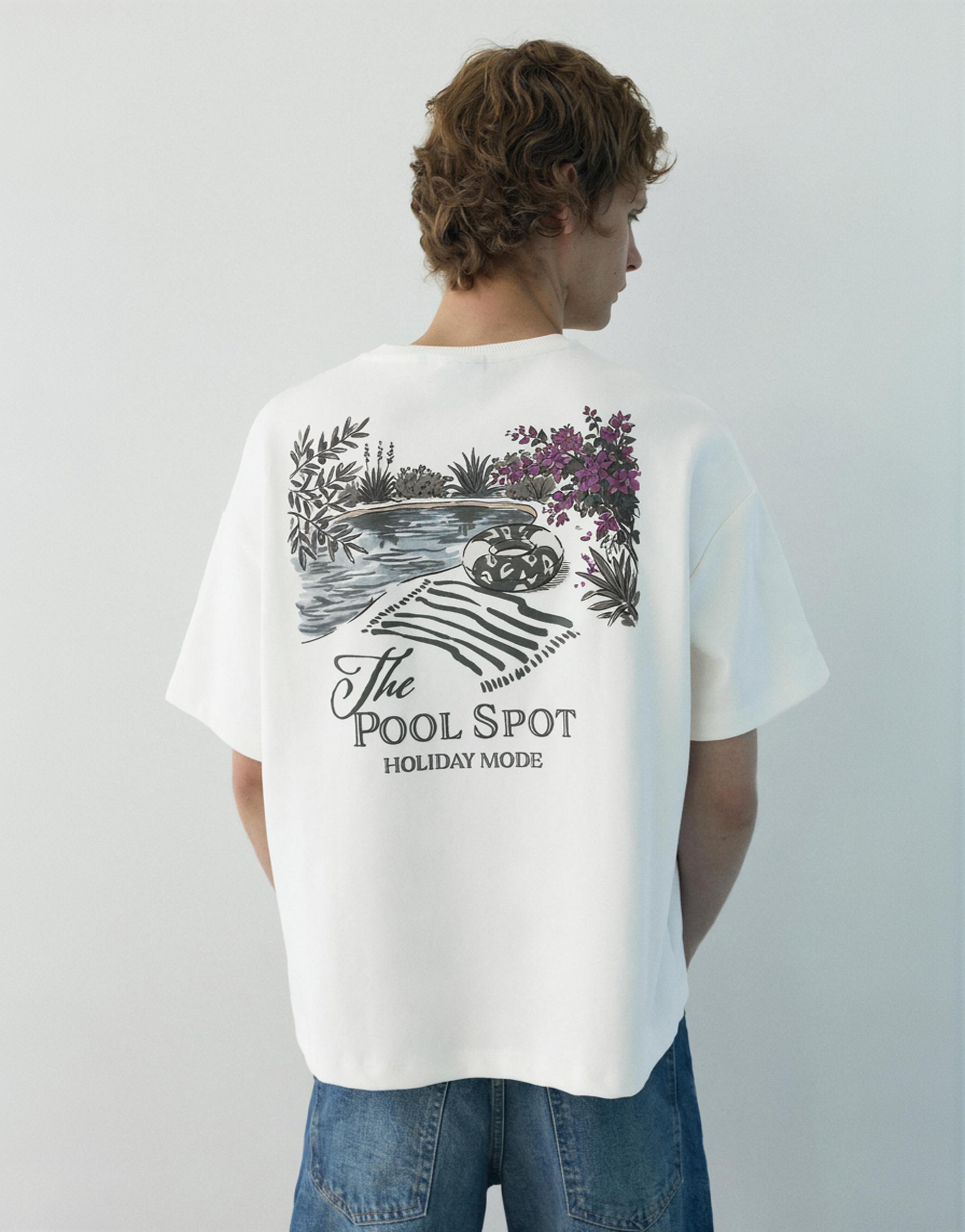 Kısa kollu grafik baskılı sweatshirt - Görsel 6