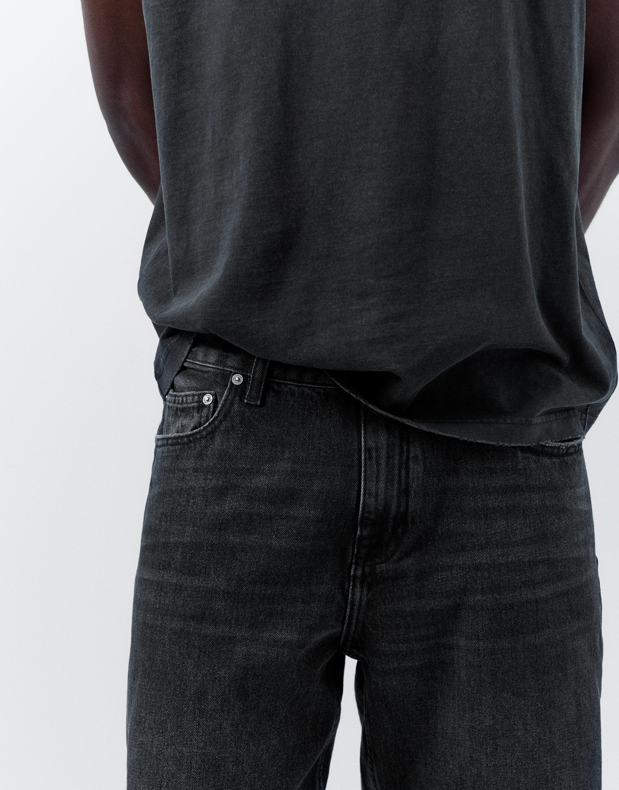 Standard denim Bermuda shorts — Faded black