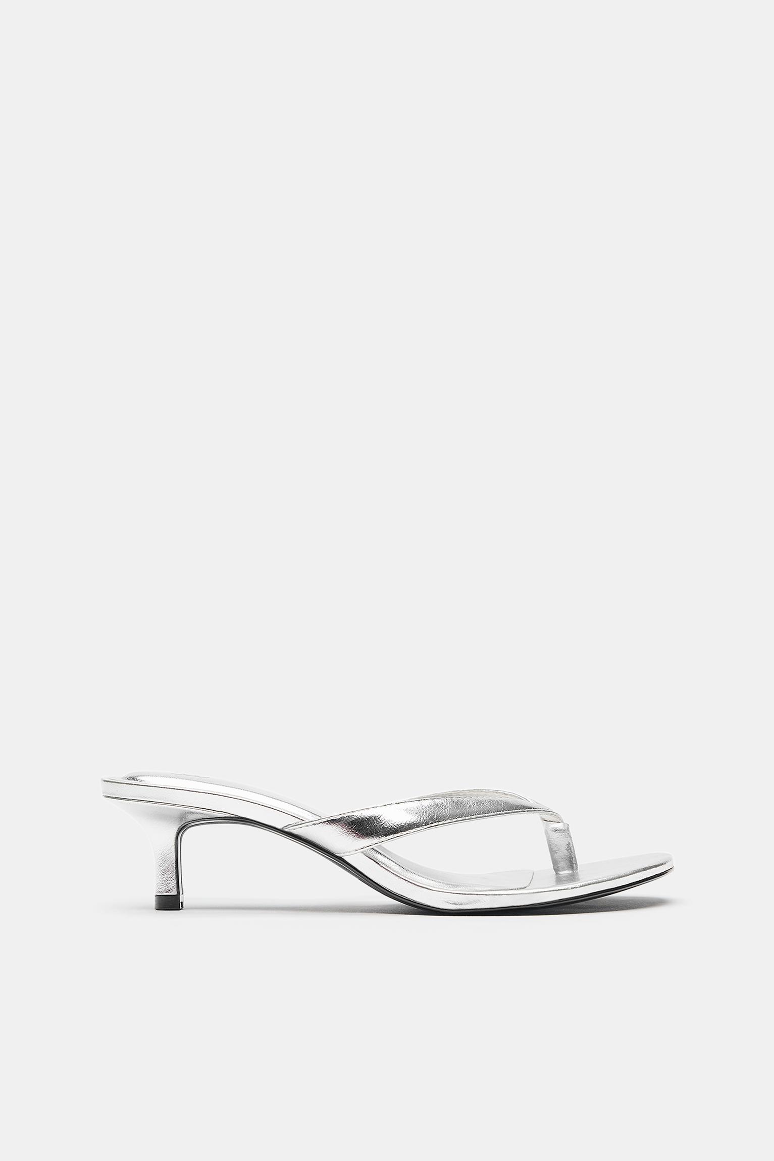 Metalik topuklu sandalet - Görsel 10