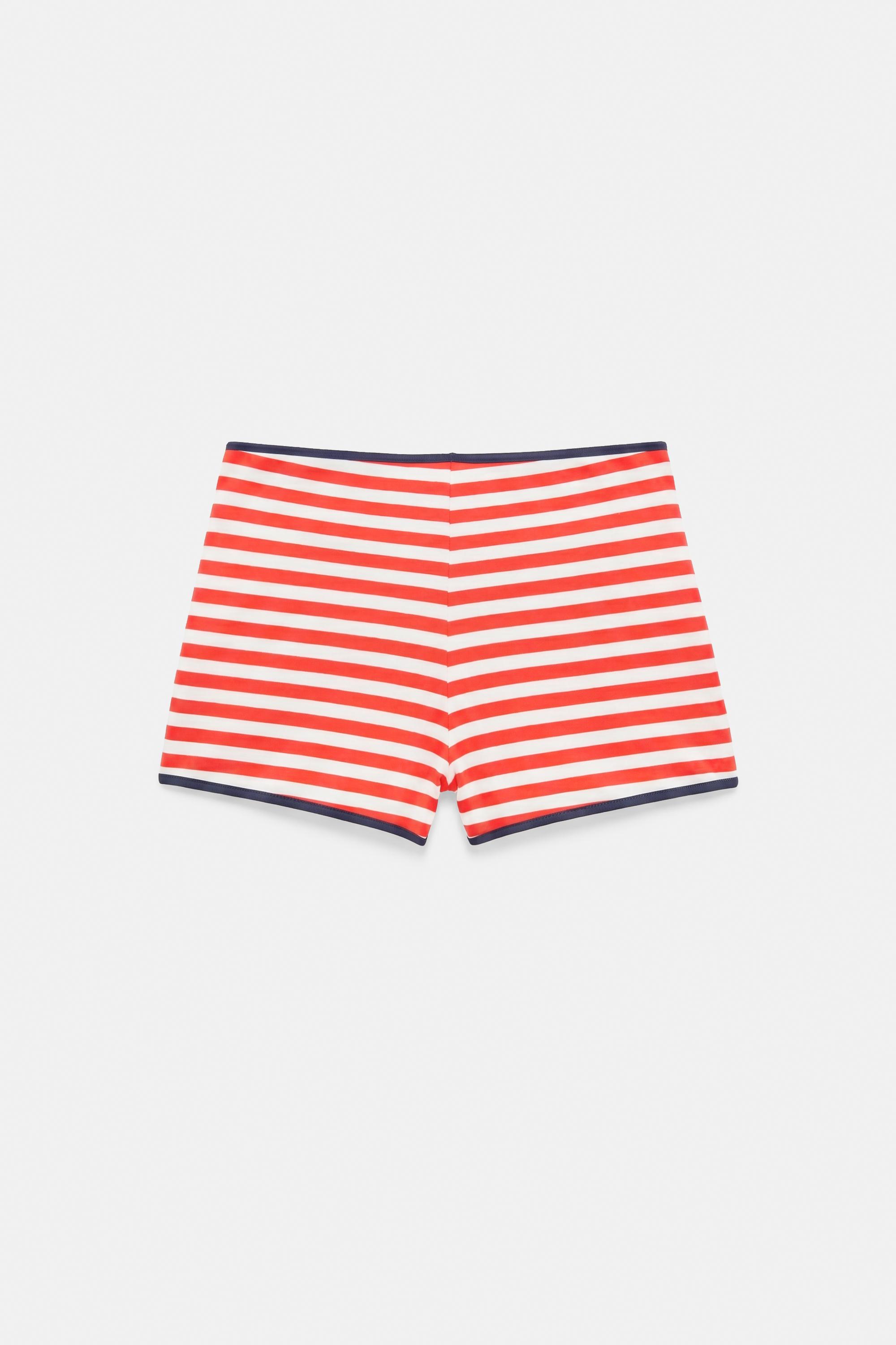 Striped ribbed mini shorts — White/Red
