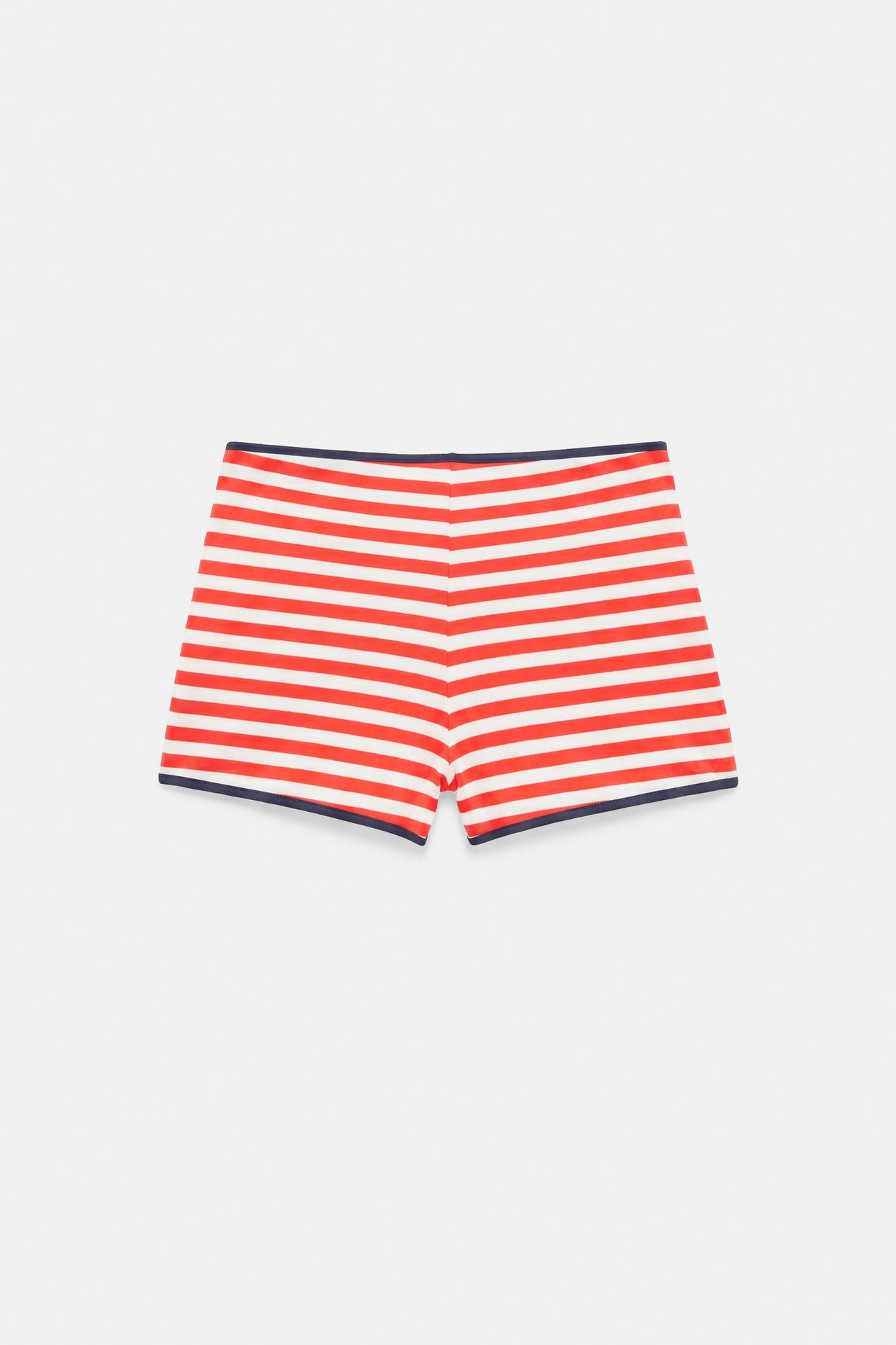 Striped ribbed mini shorts — White/Red