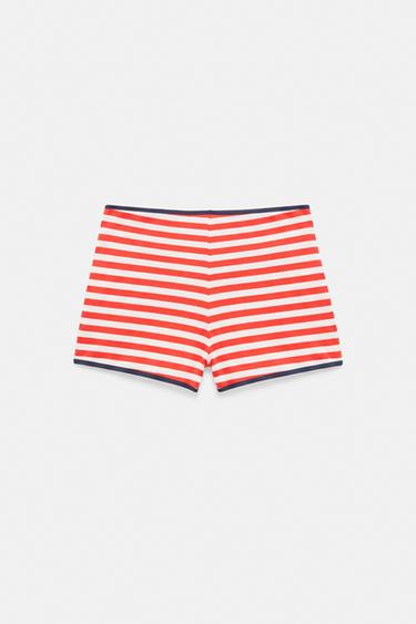 Striped ribbed mini shorts — White/Red 4
