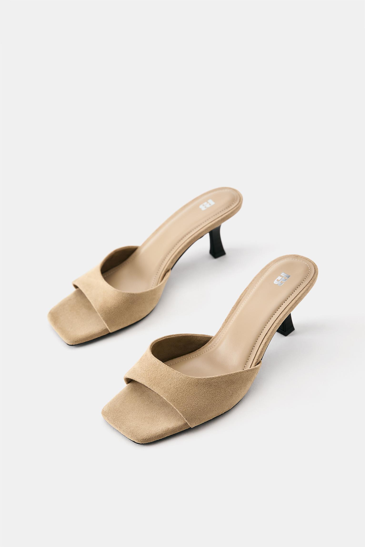 Heeled mule sandals — Sand