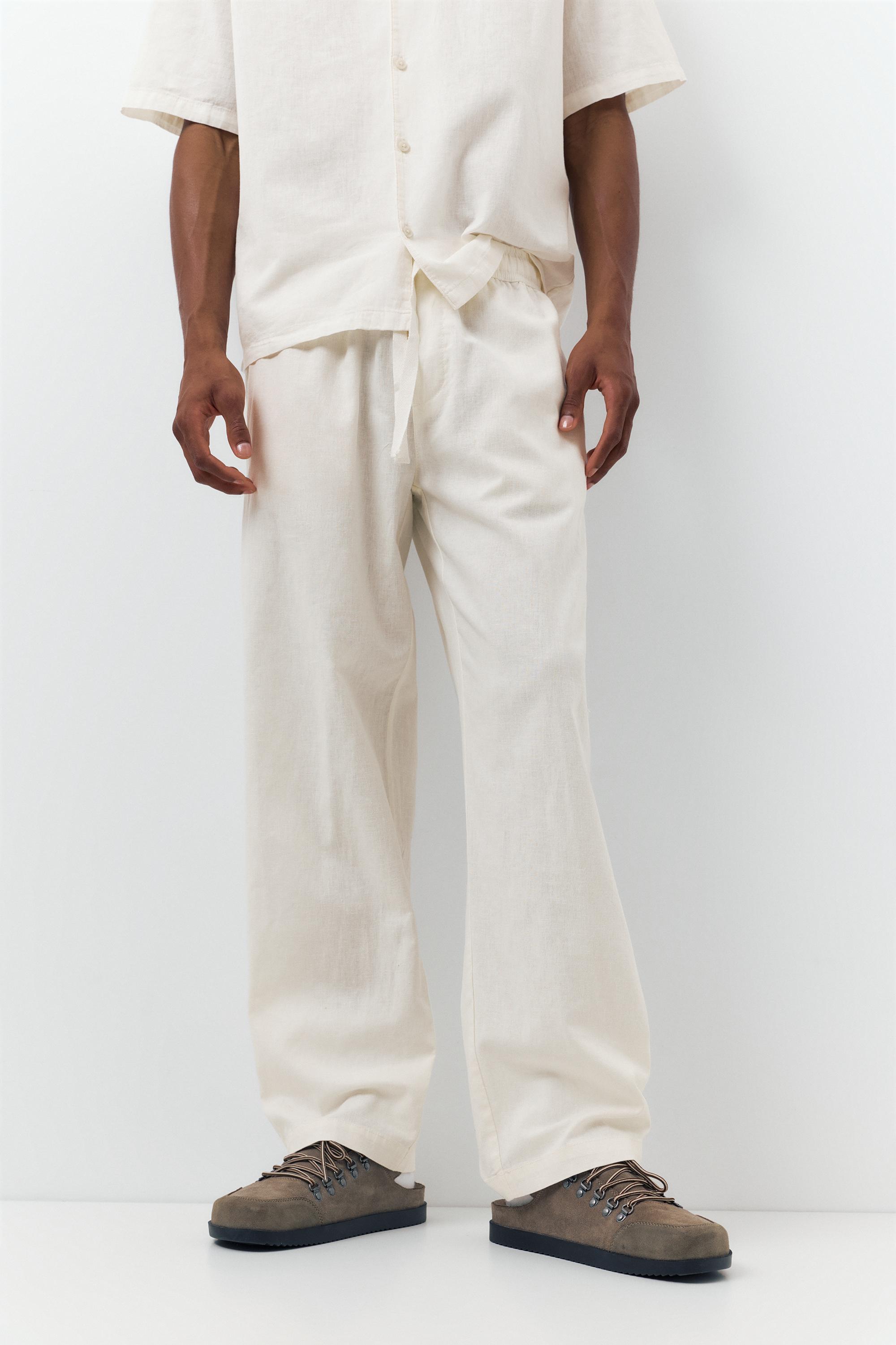 Linen blend jogger trousers — White