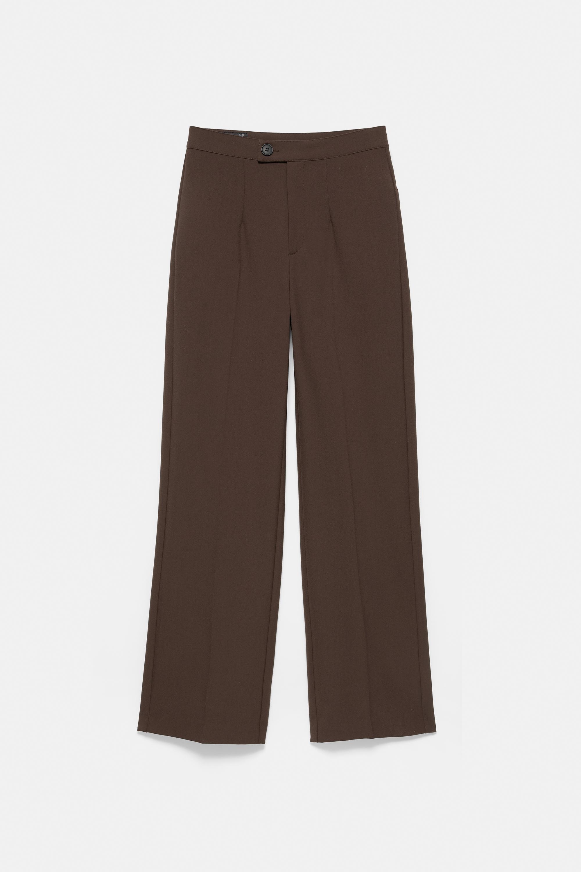 Straight-leg darted trousers — Brown