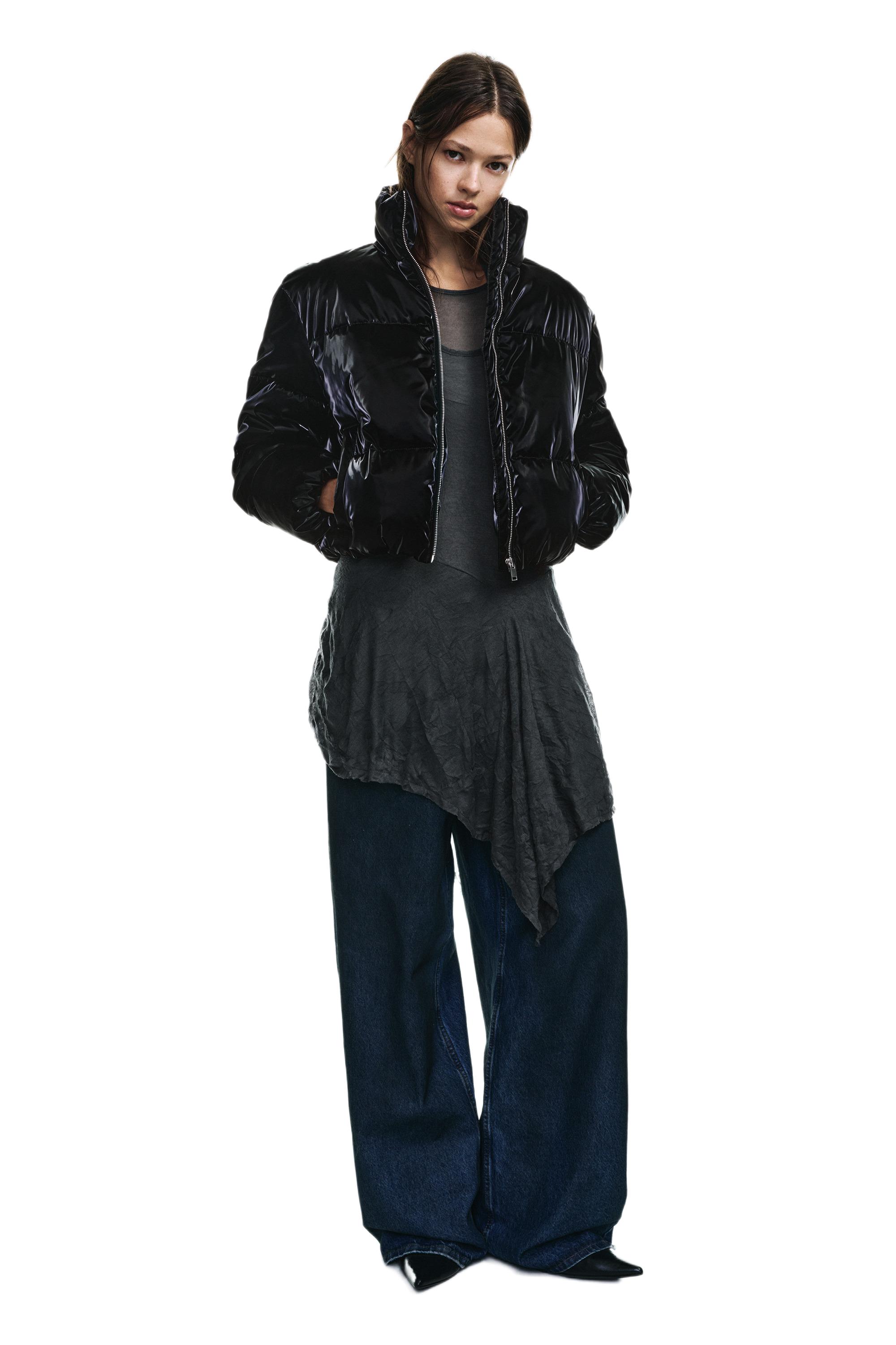 Puffer jacket with a shimmery finish — Black
