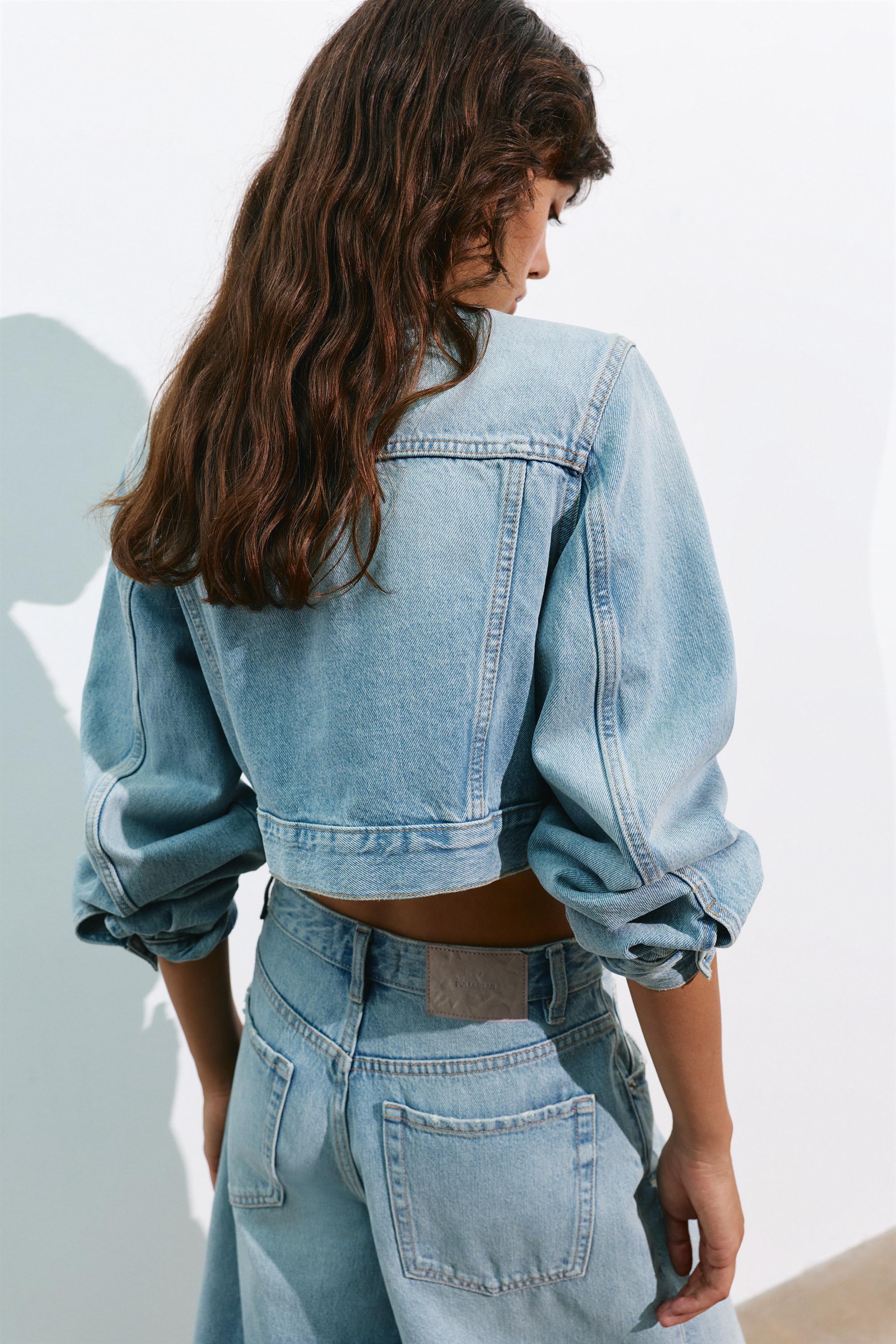 Cropped denim jacket — Pale blue