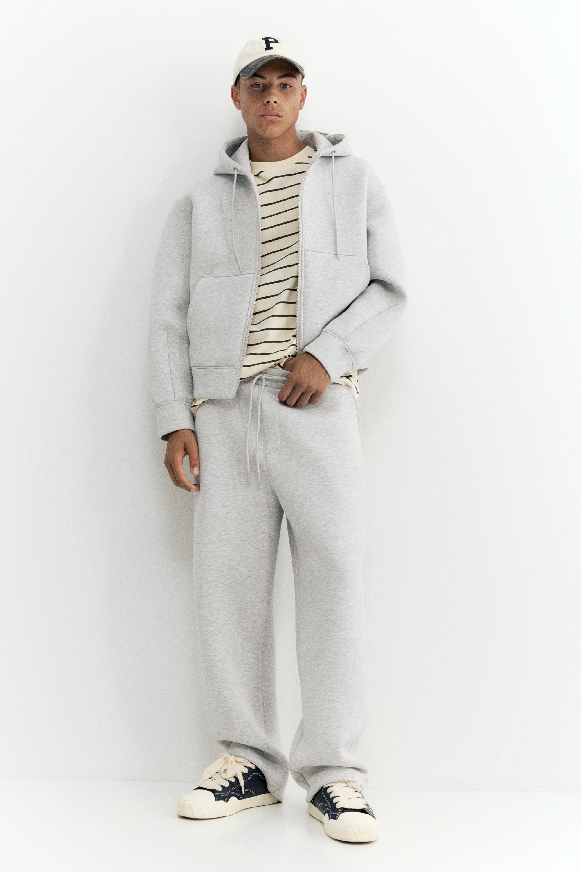 Neoprene-effect baggy trousers — Grey marl