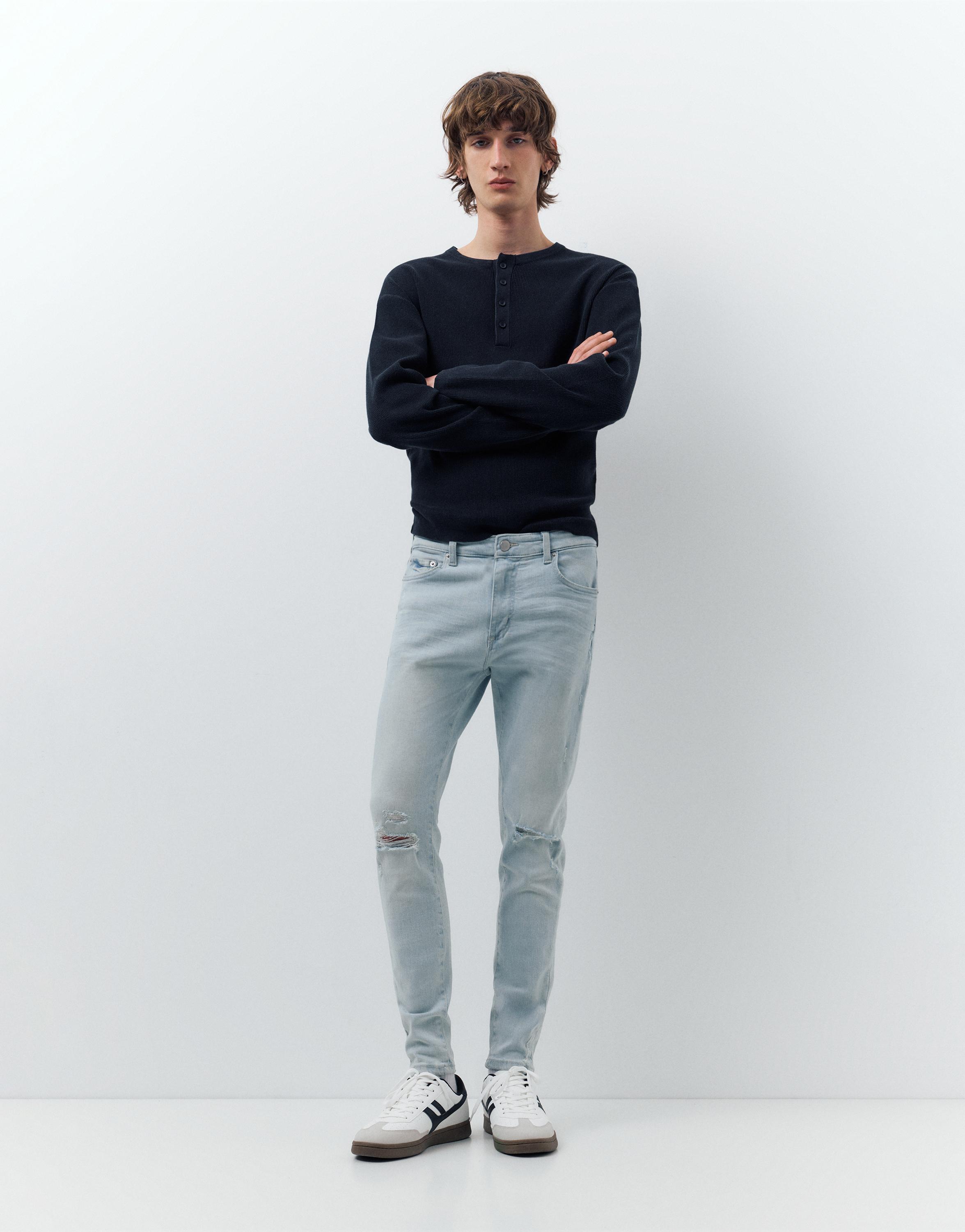 Ripped skinny jeans — Pale indigo