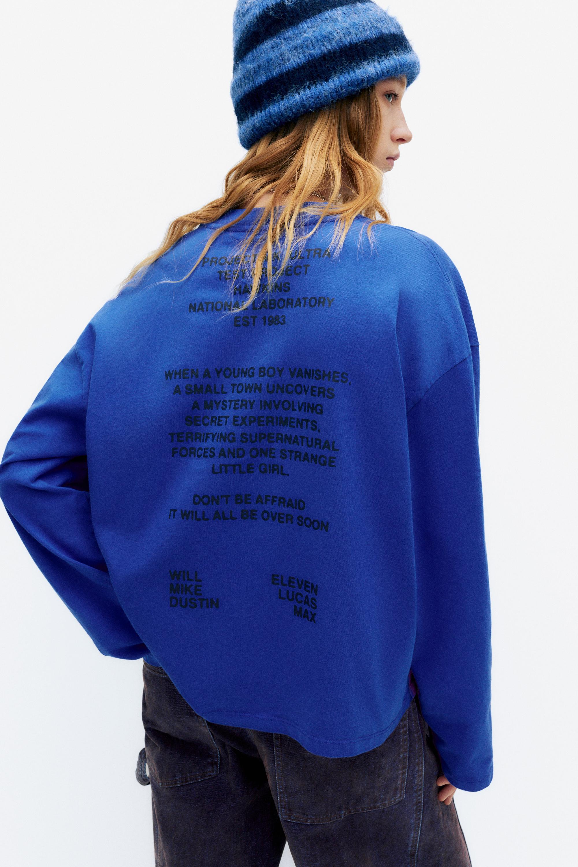 Mavi Stranger Things tişört - Görsel 21