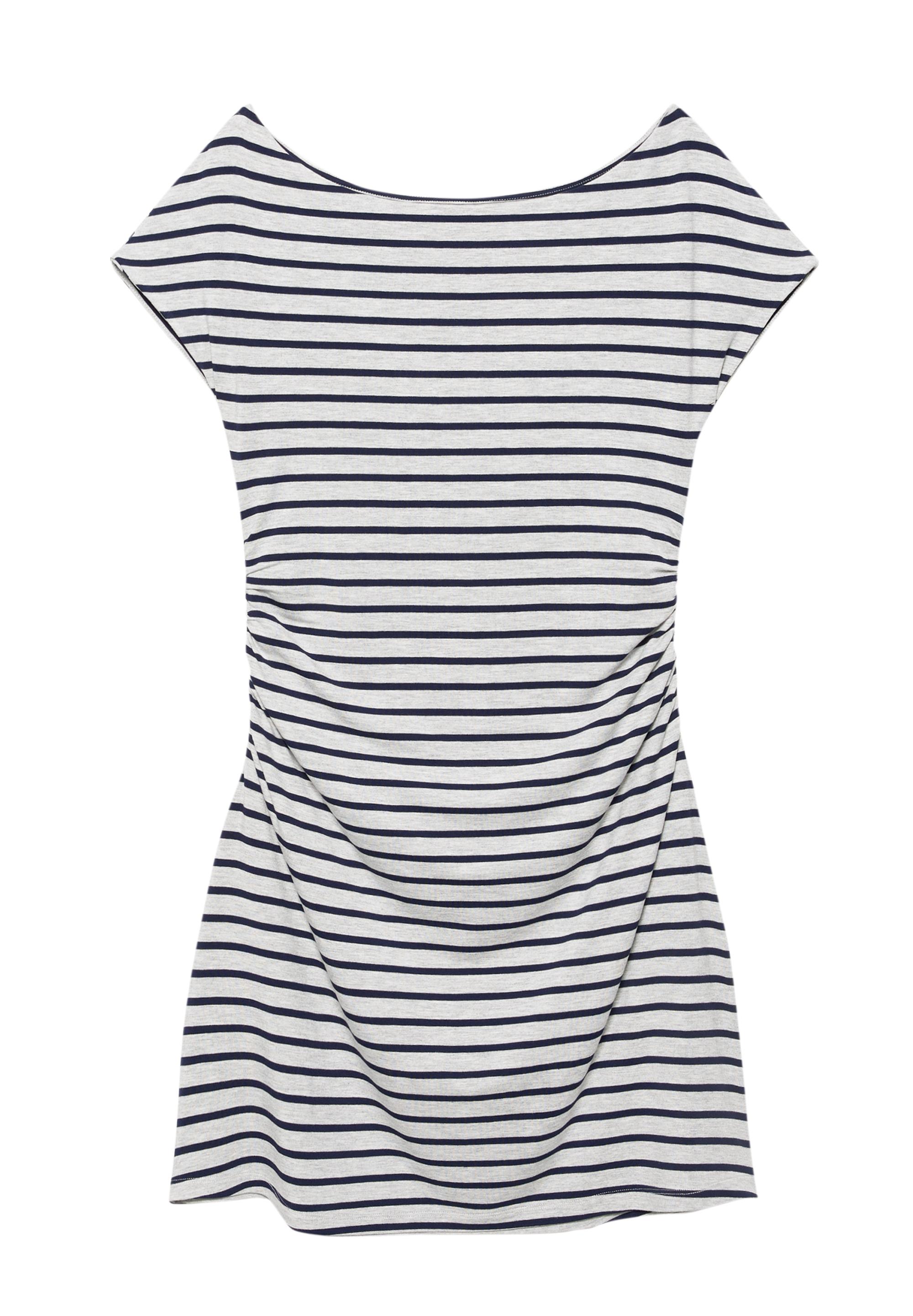 Short multi-position striped dress — Grey marl