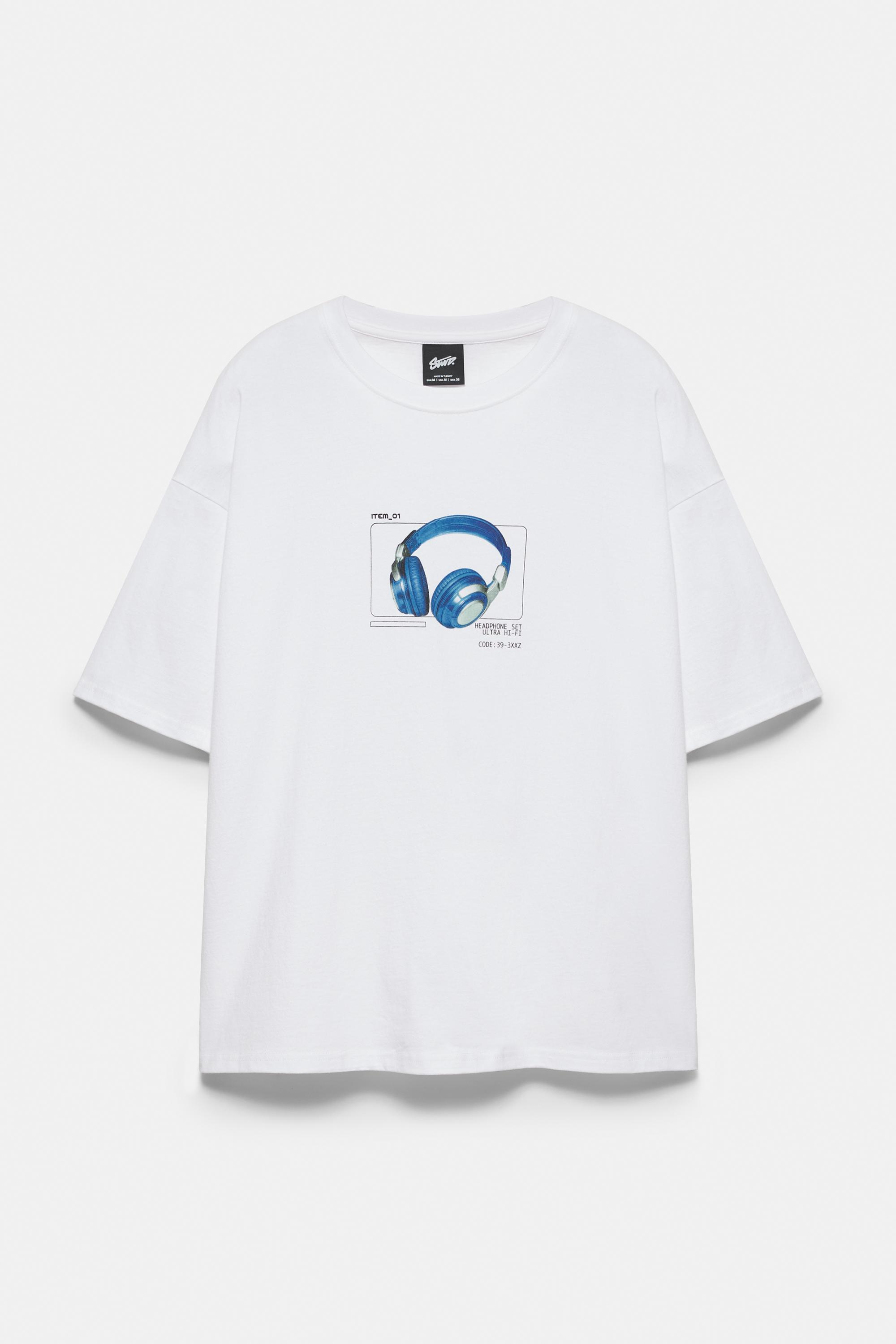 STWD T-shirt with headphones graphic — Off white