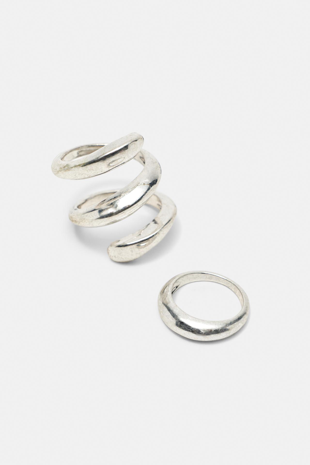 Pack of 4 stone rings — Silver