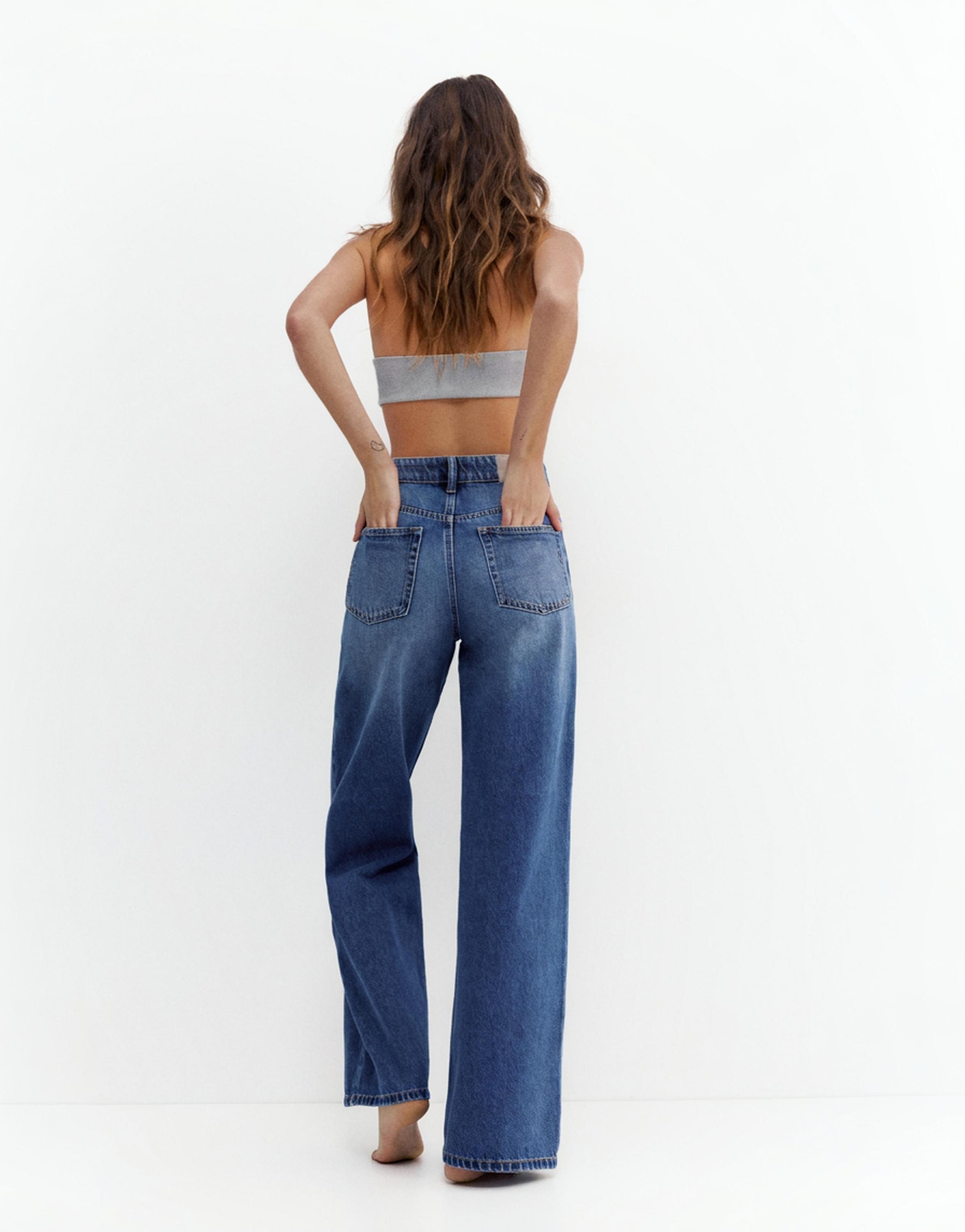 High-waist wide-leg jeans — Medium blue
