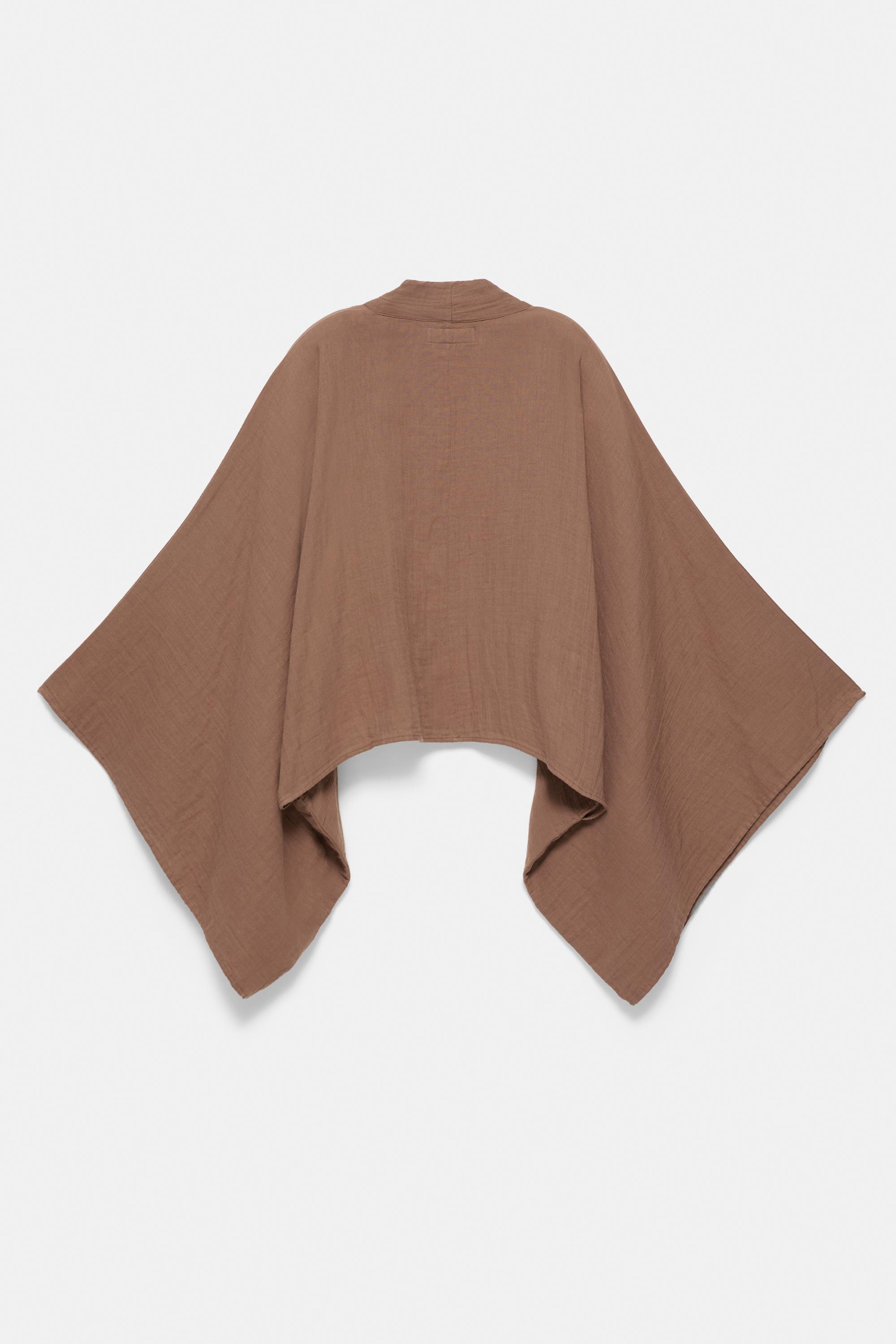 Short chiffon kimono — Brown