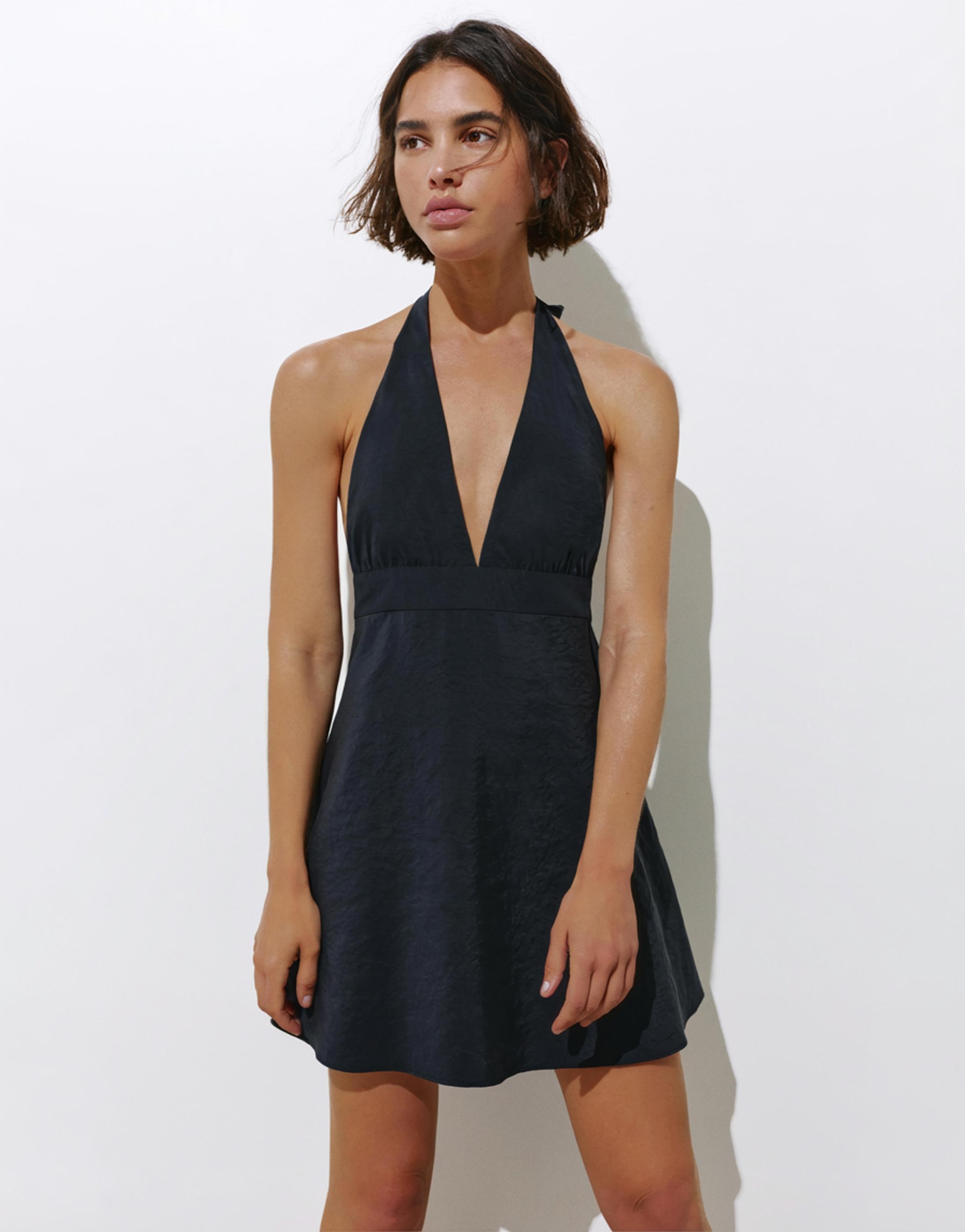 Short halter dress — Black