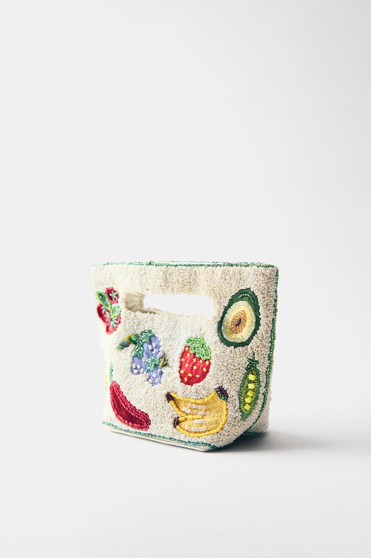 Beaded handbag — White