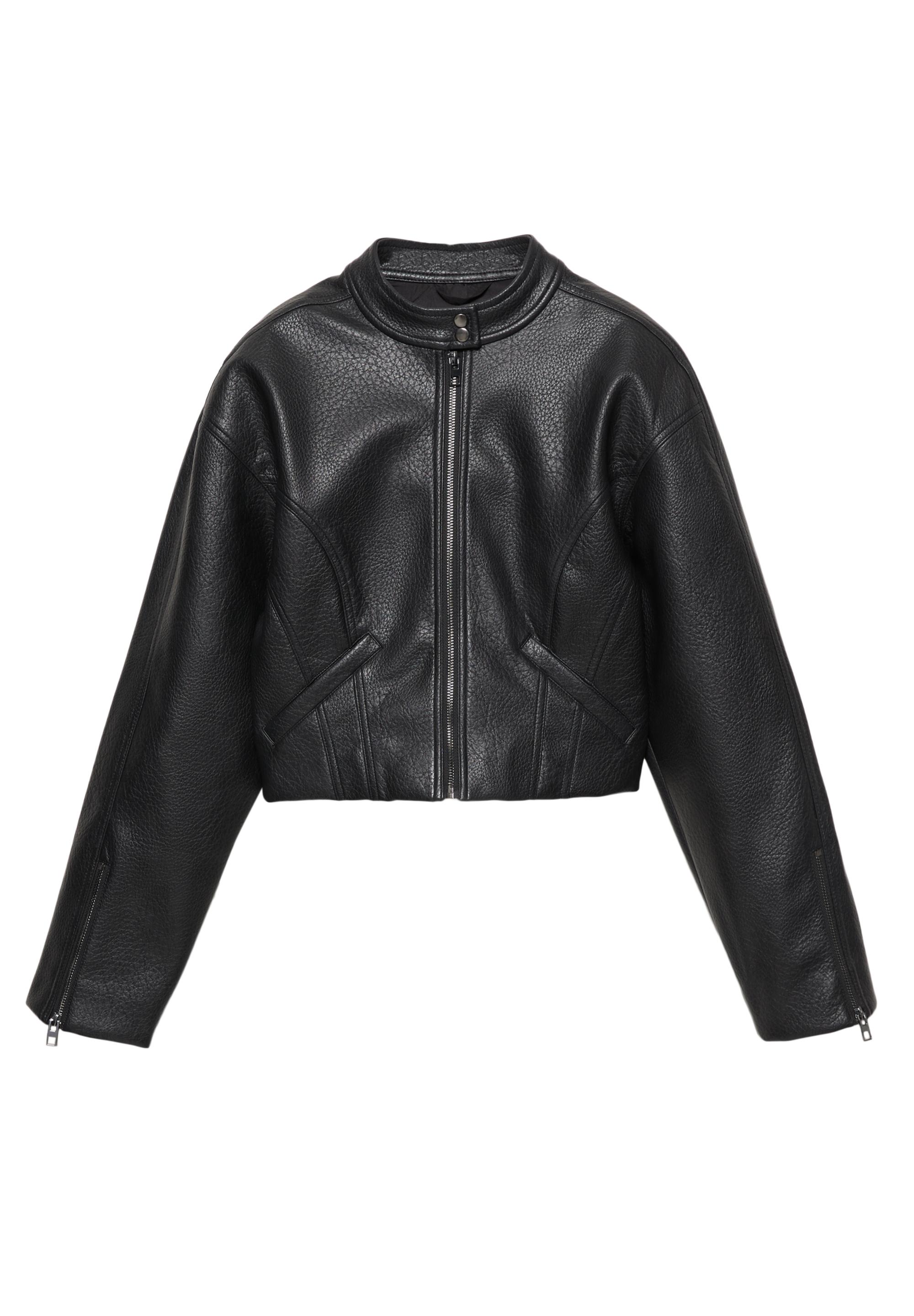 Suni deri biker ceket - Görsel 13