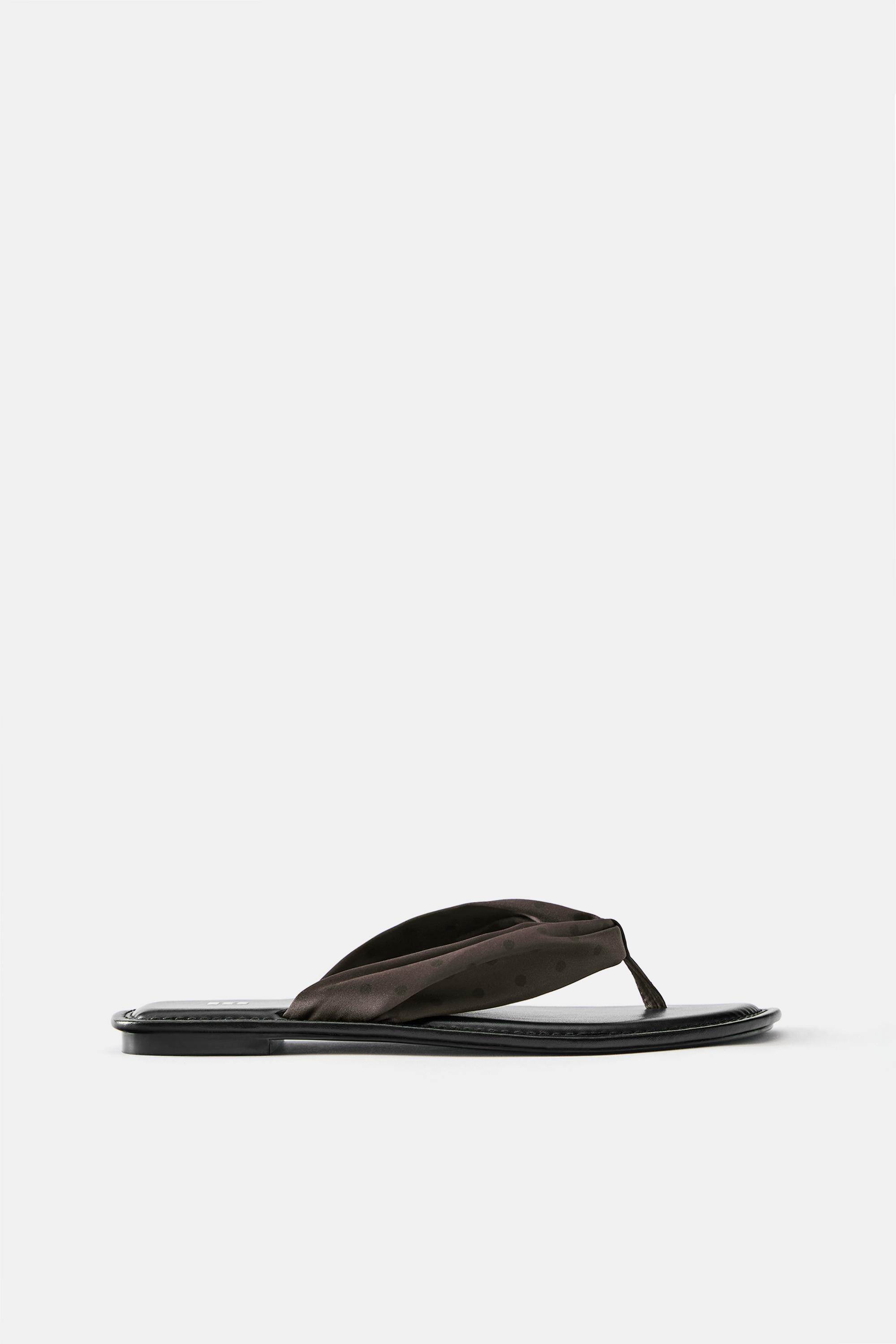 Polka dot flat slider sandals — Brown